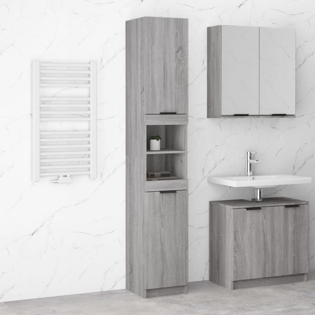 VIDAXL Armoire de bain Sonoma gris 32x34x188,5 cm Bois d'ingenierie