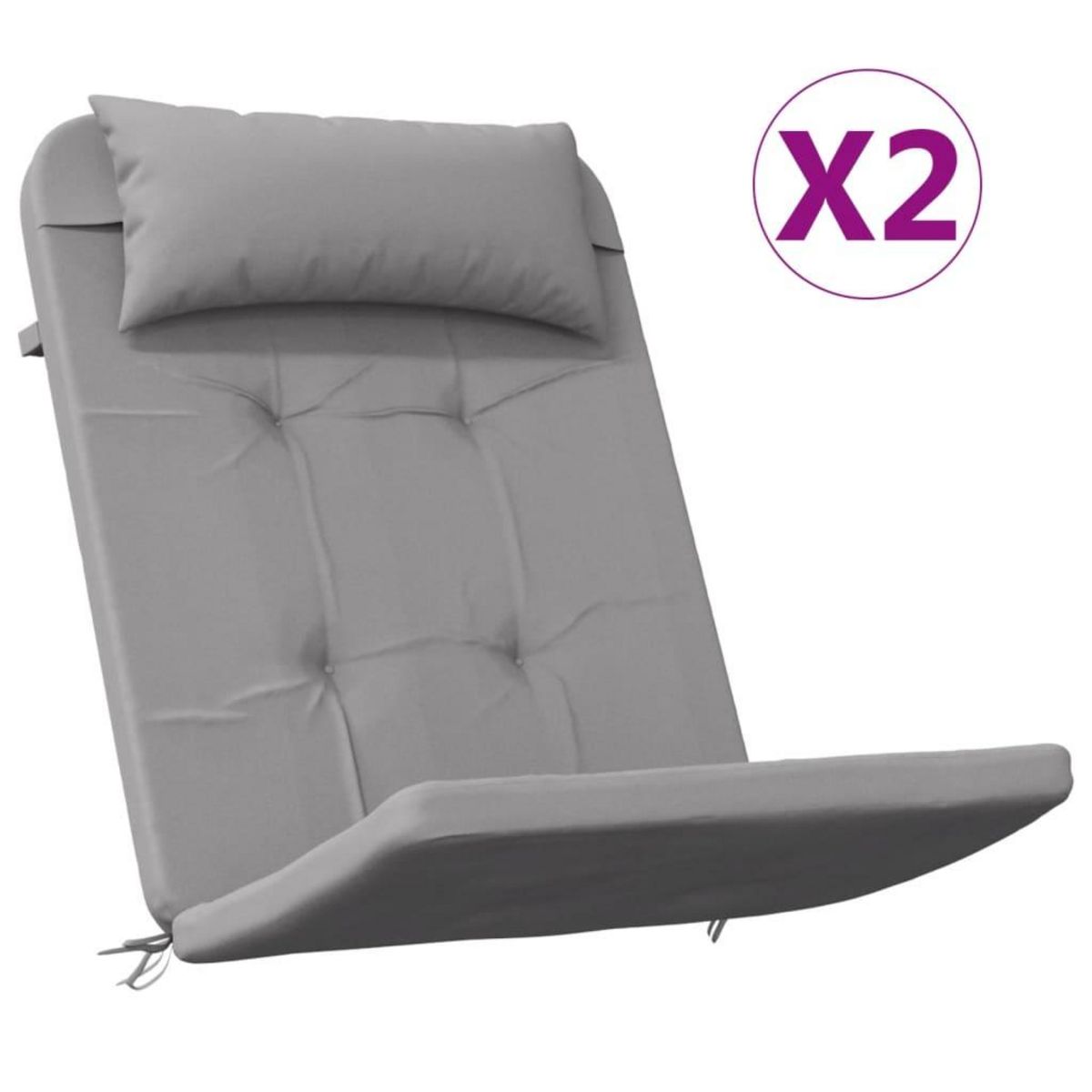 VIDAXL Coussins de chaise adirondack lot de 2 gris tissu oxford