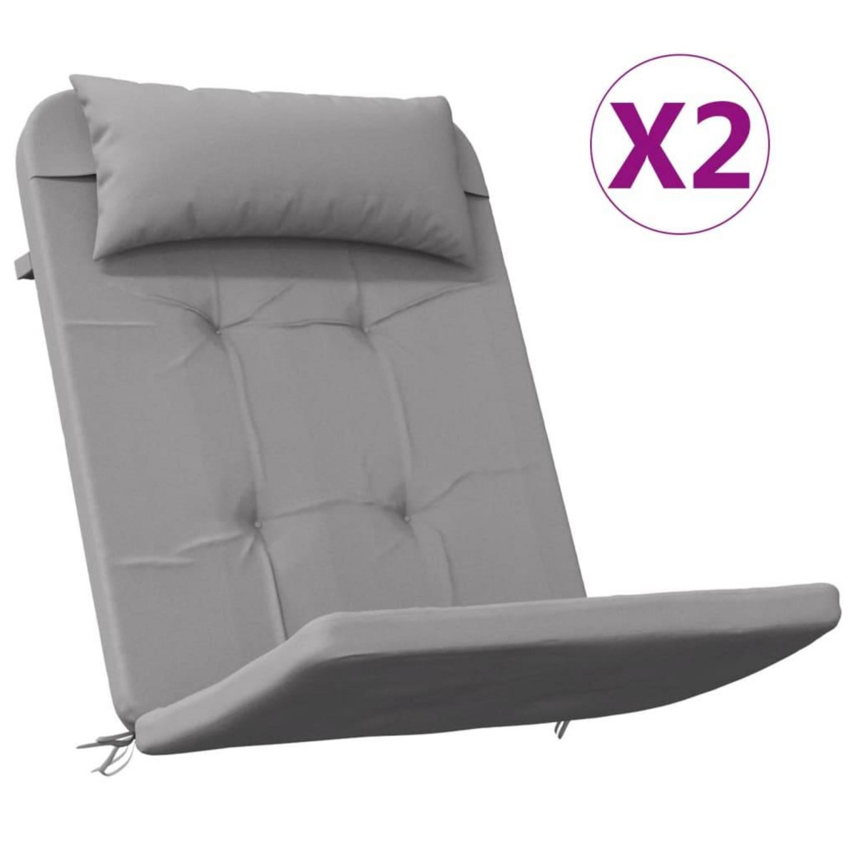 VIDAXL Coussins de chaise adirondack lot de 2 gris tissu oxford