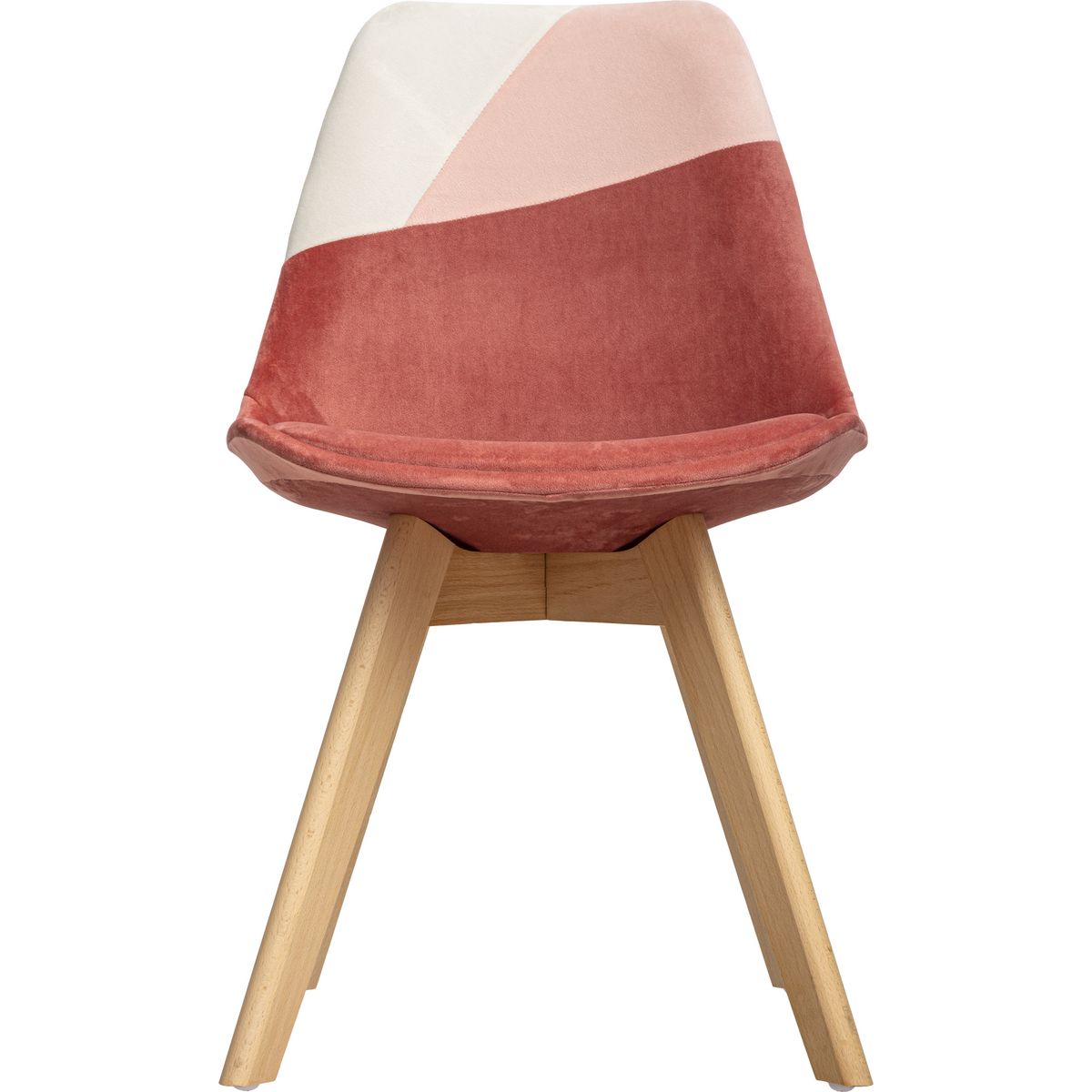 ATMOSPHERA Lot de 4 chaises patch  velours pieds bois massif OPRA