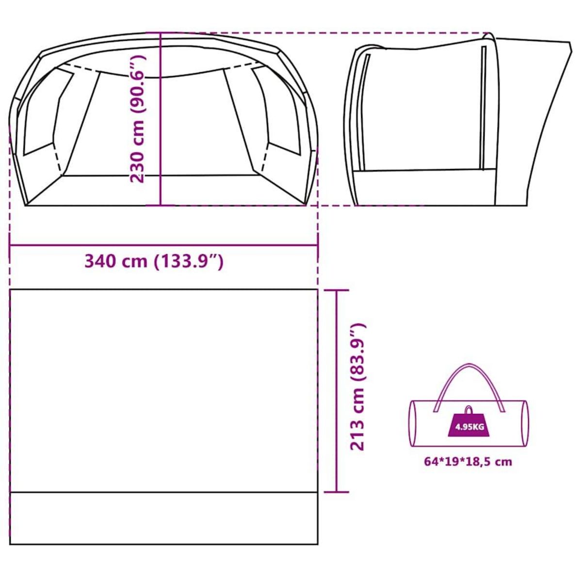 VIDAXL Tente de voiture gris et orange impermeable