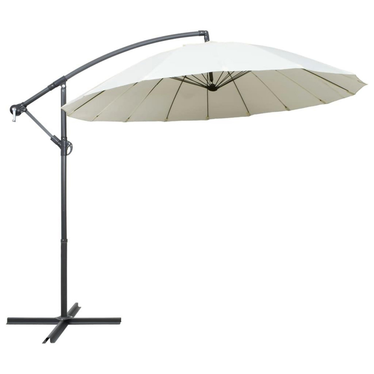 VIDAXL Parasol suspendu avec poteau en aluminium Blanc 3 m