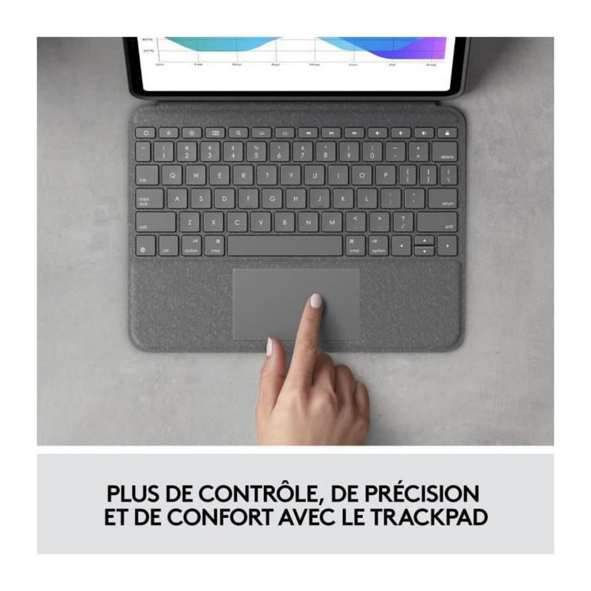 Logitech Clavier Folio Touch - LOGITECH - Gris