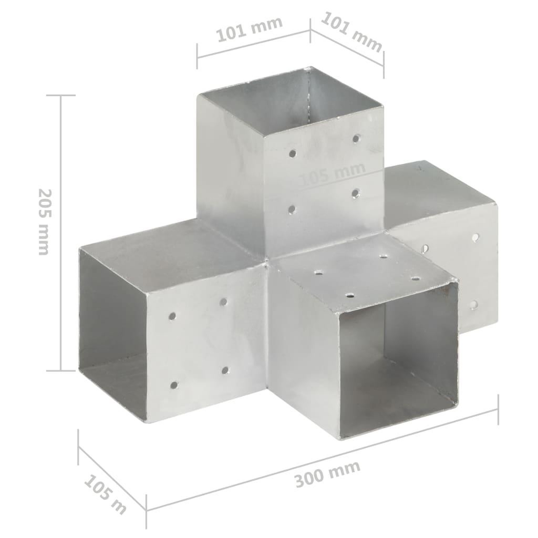 Voir la diapositive 6 : VIDAXL Connecteur de poteau Forme en X Metal galvanise 101x101 mm