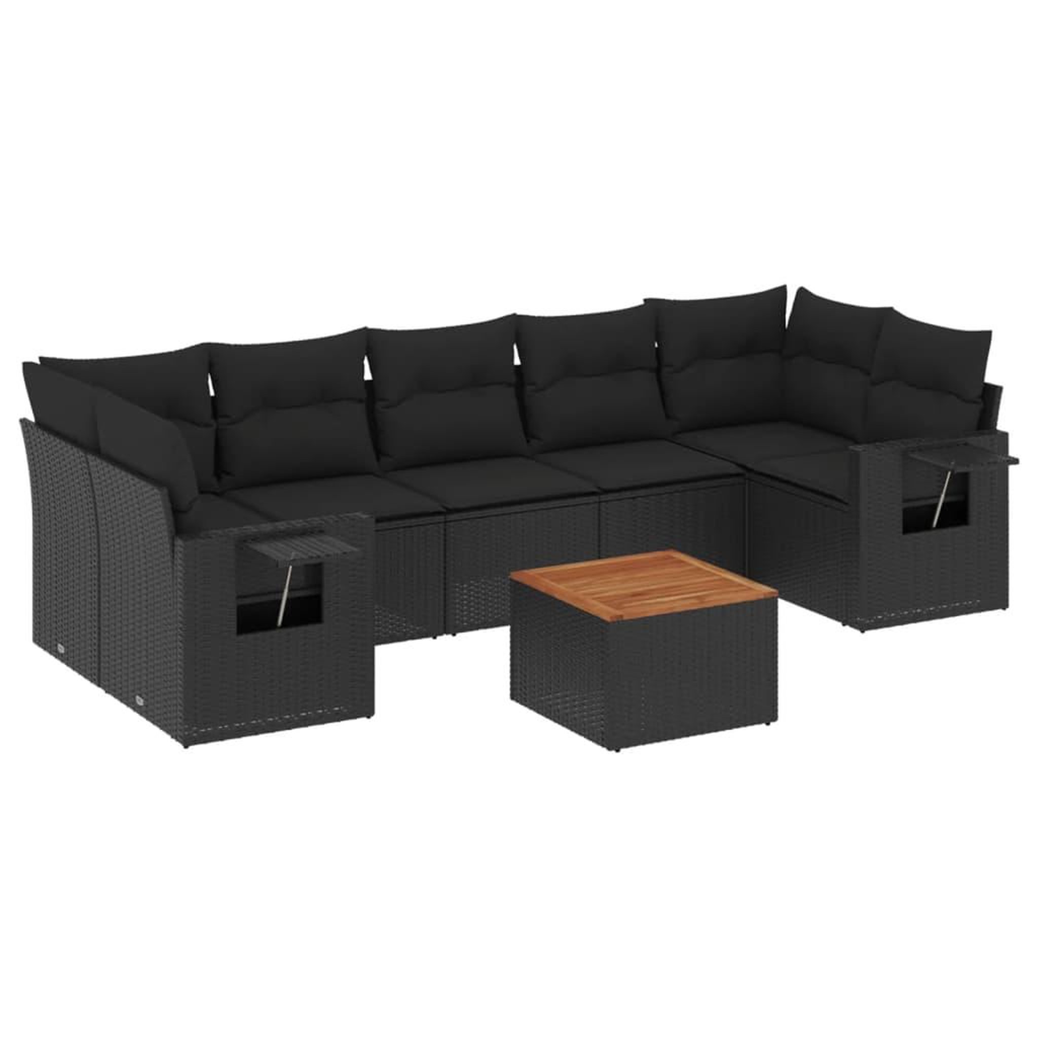 Voir la diapositive 2 : VIDAXL Salon de jardin 8 pcs avec coussins noir resine tressee