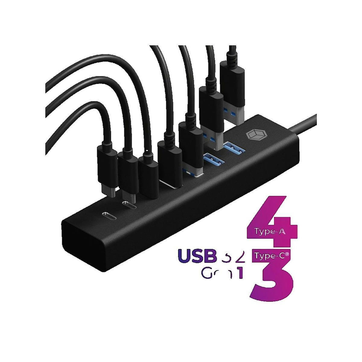 Icy Box Hub USB Icy-Box IB-HUB1737-C3 avec 4 ports USB Type-A et 3 ports USB Type-C