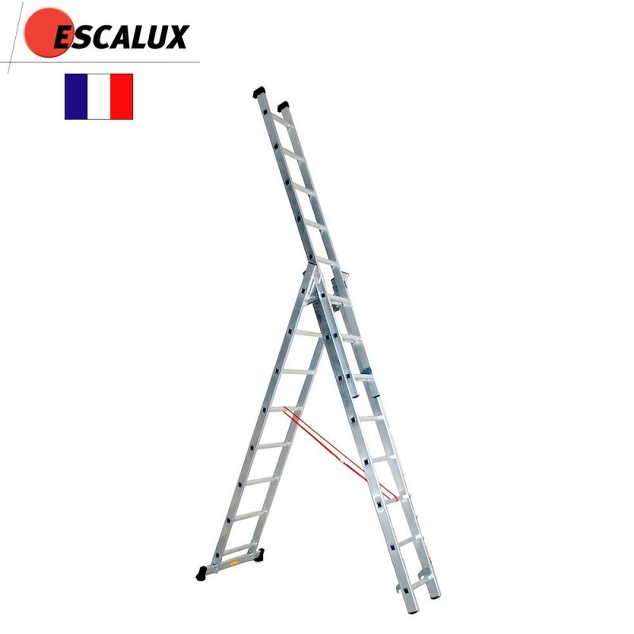 ESCALUX Echelle transformable semi-pro en aluminium - 3x8 échelons - 5m15