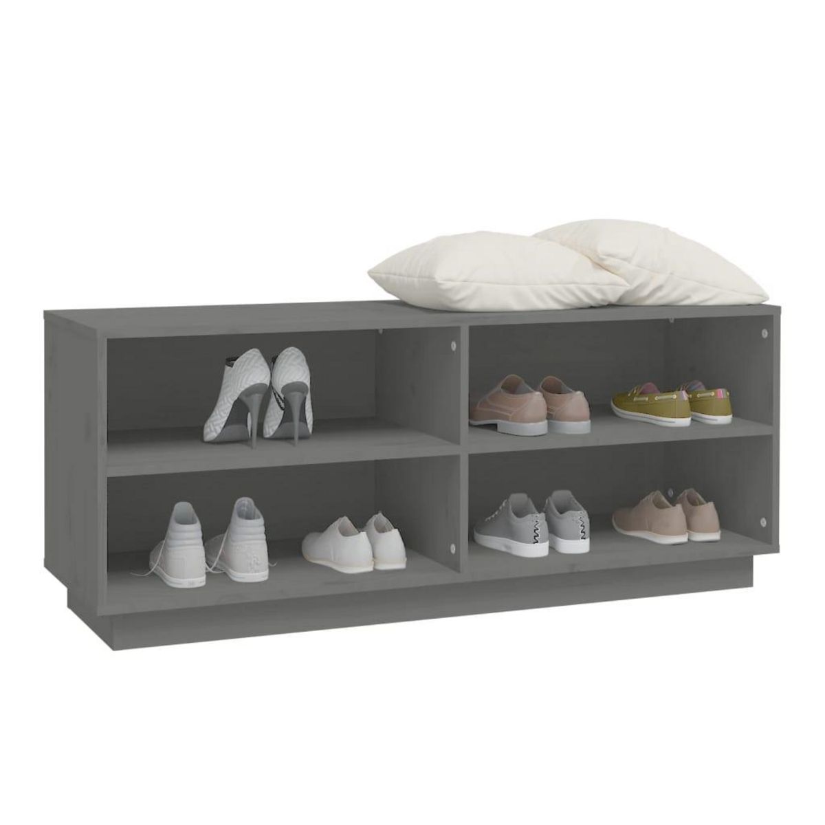 VIDAXL Armoire a chaussures Gris 110x34x45 cm Bois de pin massif
