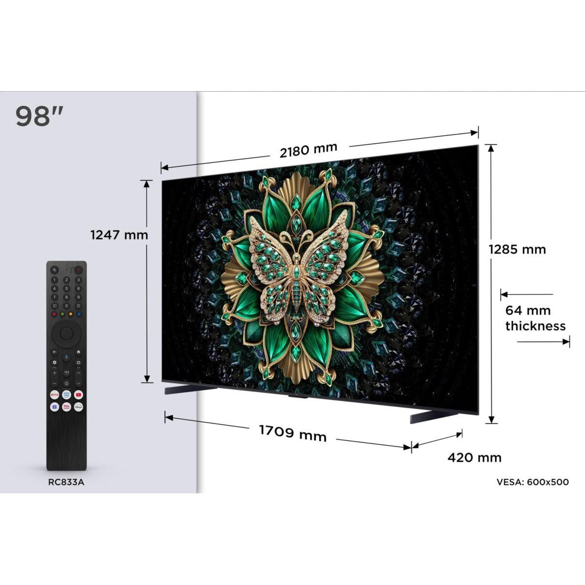 TCL TV Mini Led 98C69K 2025-98 pouces (248cm)