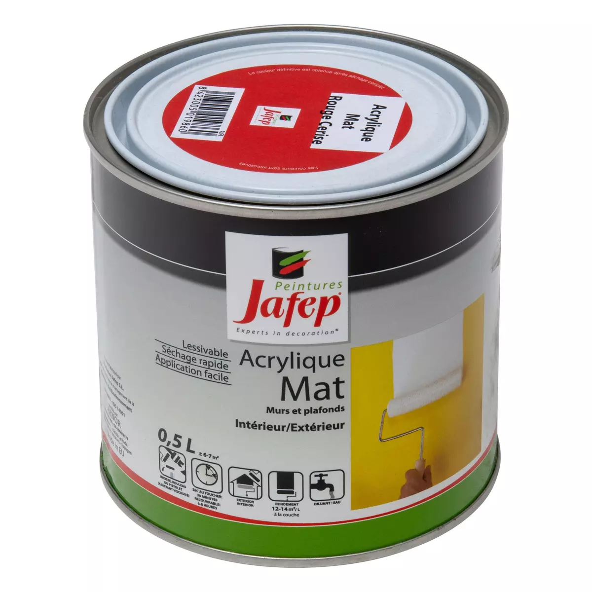  Peinture acrylique mat rouge cerise Jafep  0,5L