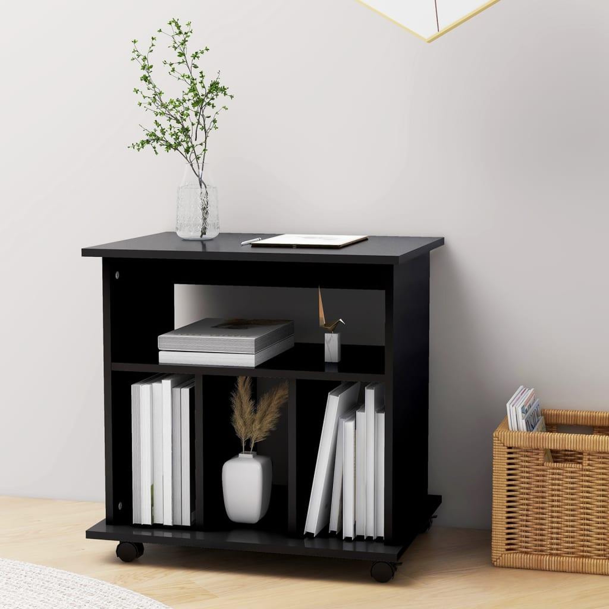 Voir la diapositive 3 : VIDAXL Armoire a roulettes Noir 60x45x60 cm Bois d'ingenierie