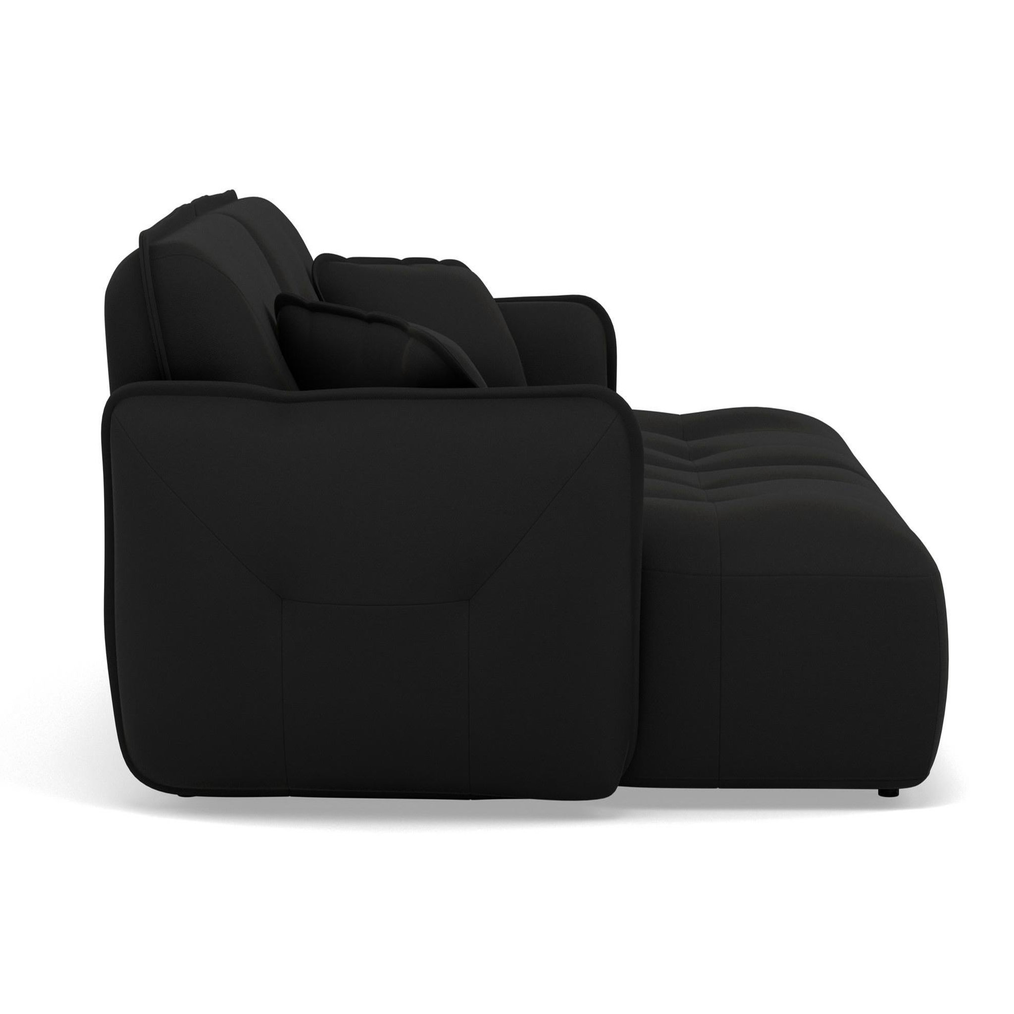 Voir la diapositive 2 : BEST MOBILIER Thais - canapé droit 4 places avec double méridienne assise profonde en tissu texturé