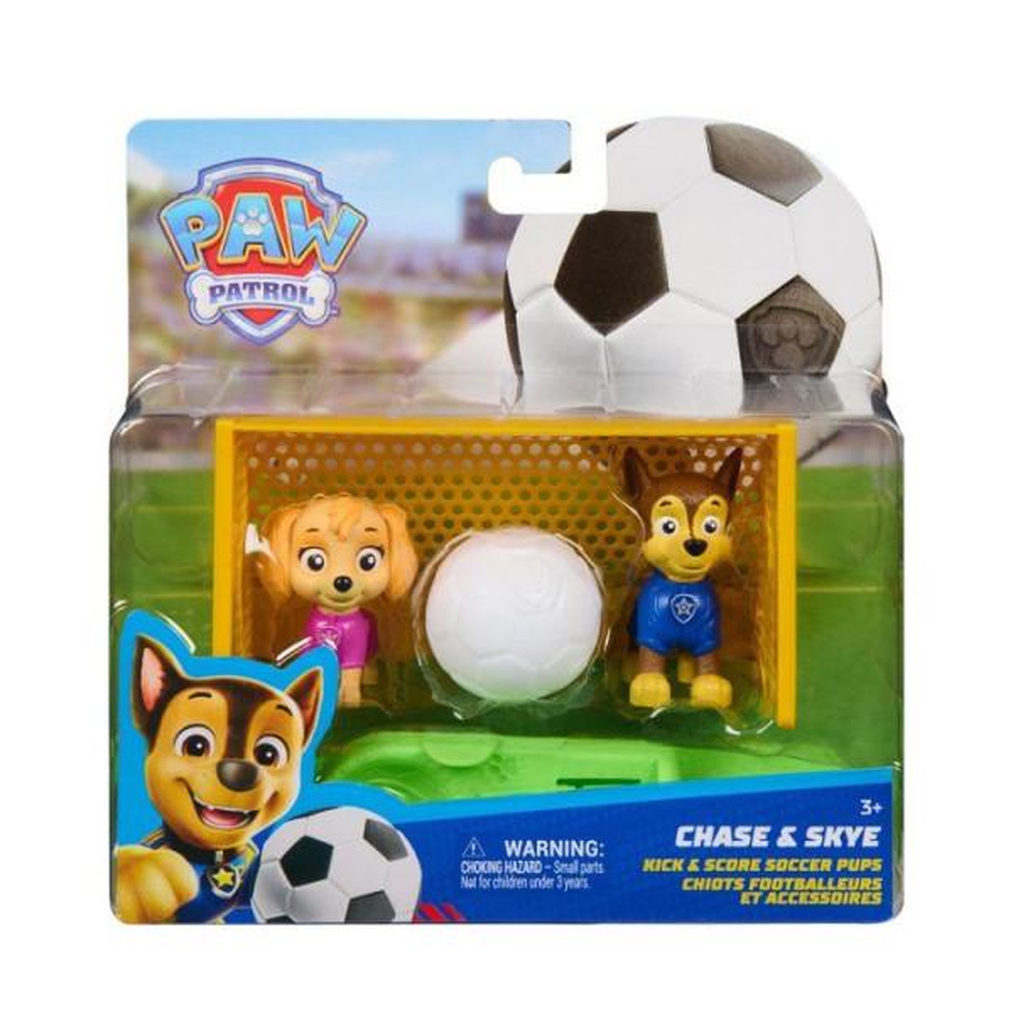 Spin Master Pack Chase et Stella Football La Pat' Patrouille - 2 Figurines + Cage de But - SPIN MASTER - A partir de 3 ans