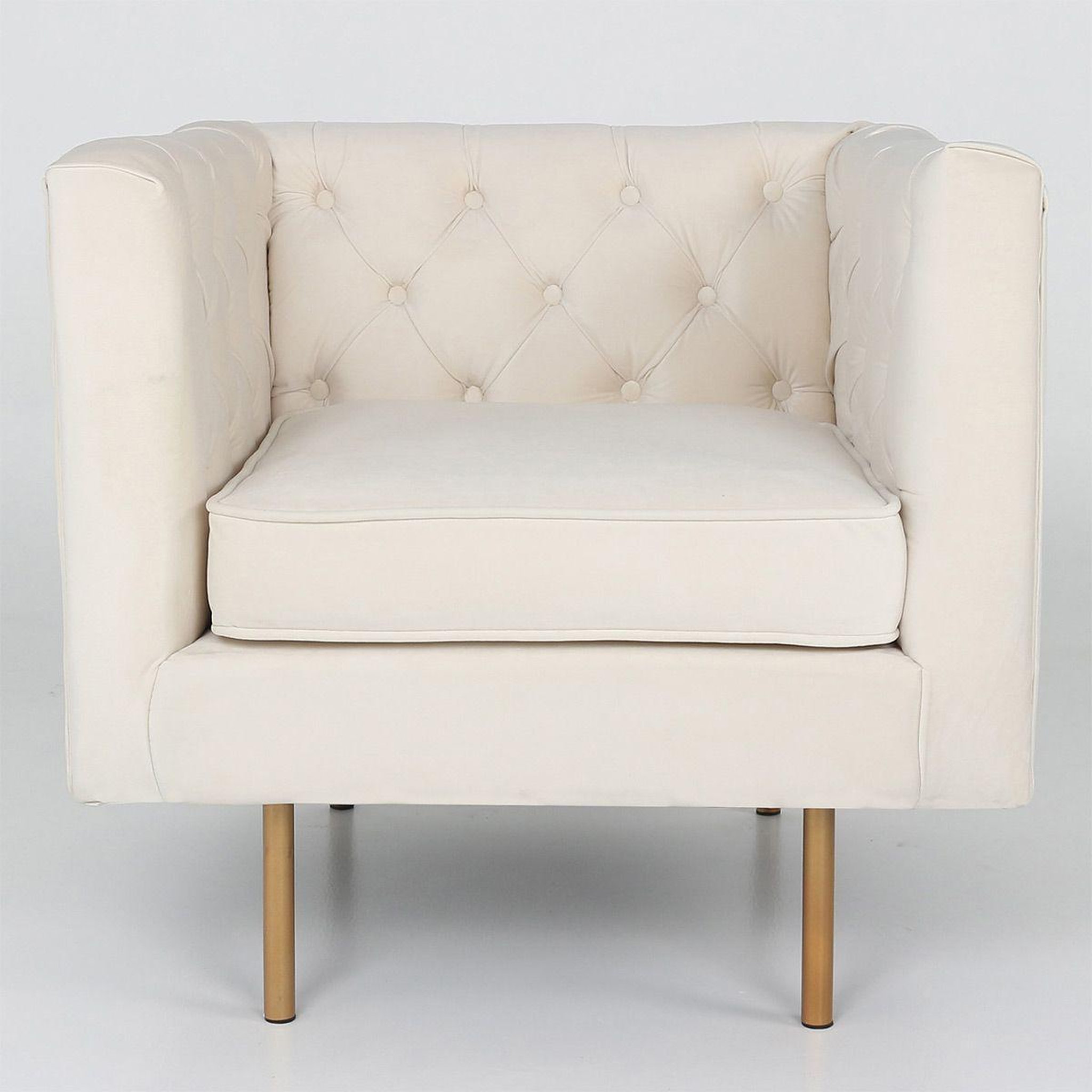 Voir la diapositive 2 : Paris Prix Fauteuil design en velours  natacha  78cm beige