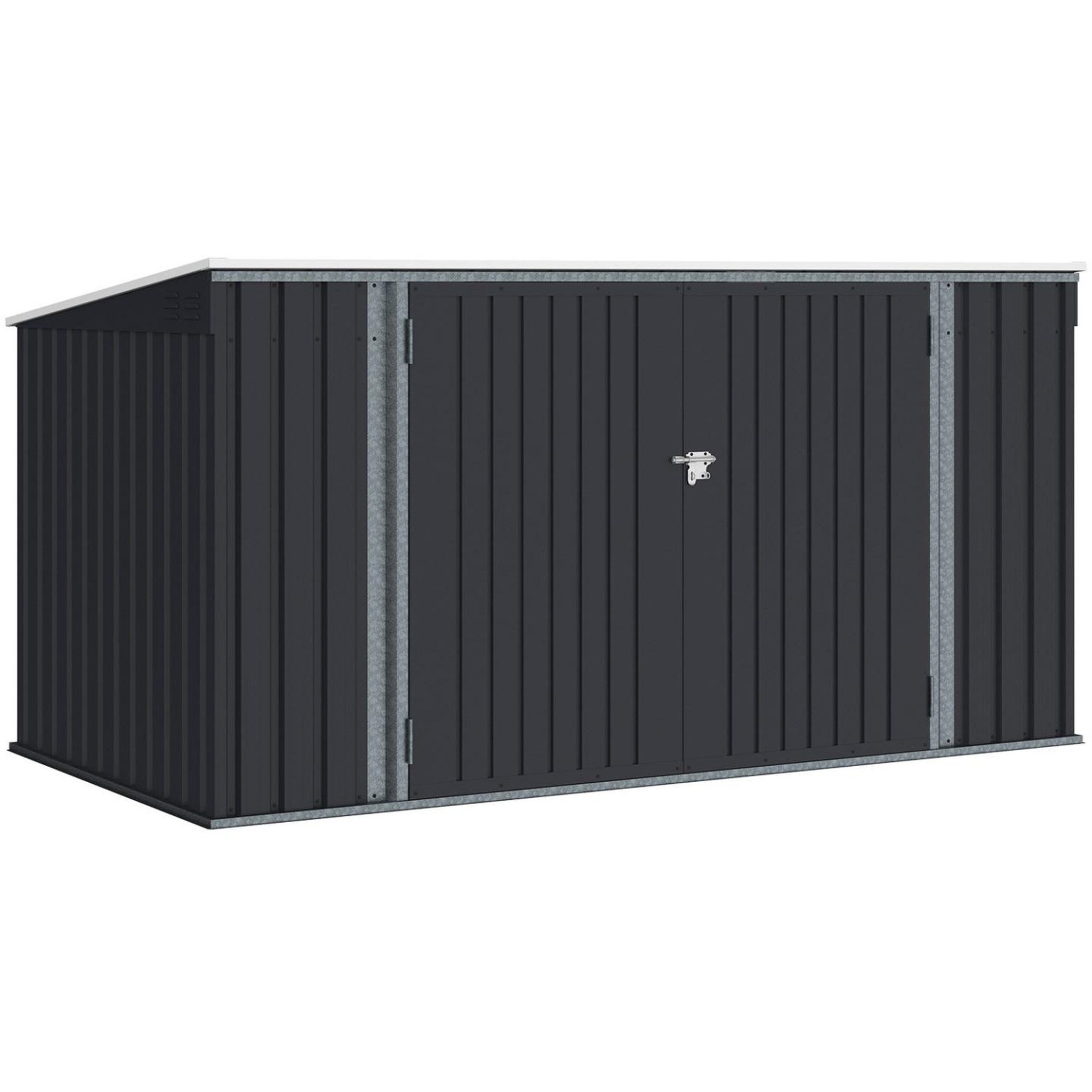Voir la diapositive 1 : ID MARKET Abri de jardin xxl en métal gris anthracite verrouillable multi-rangement pour stockage vélos, outils, poubelles