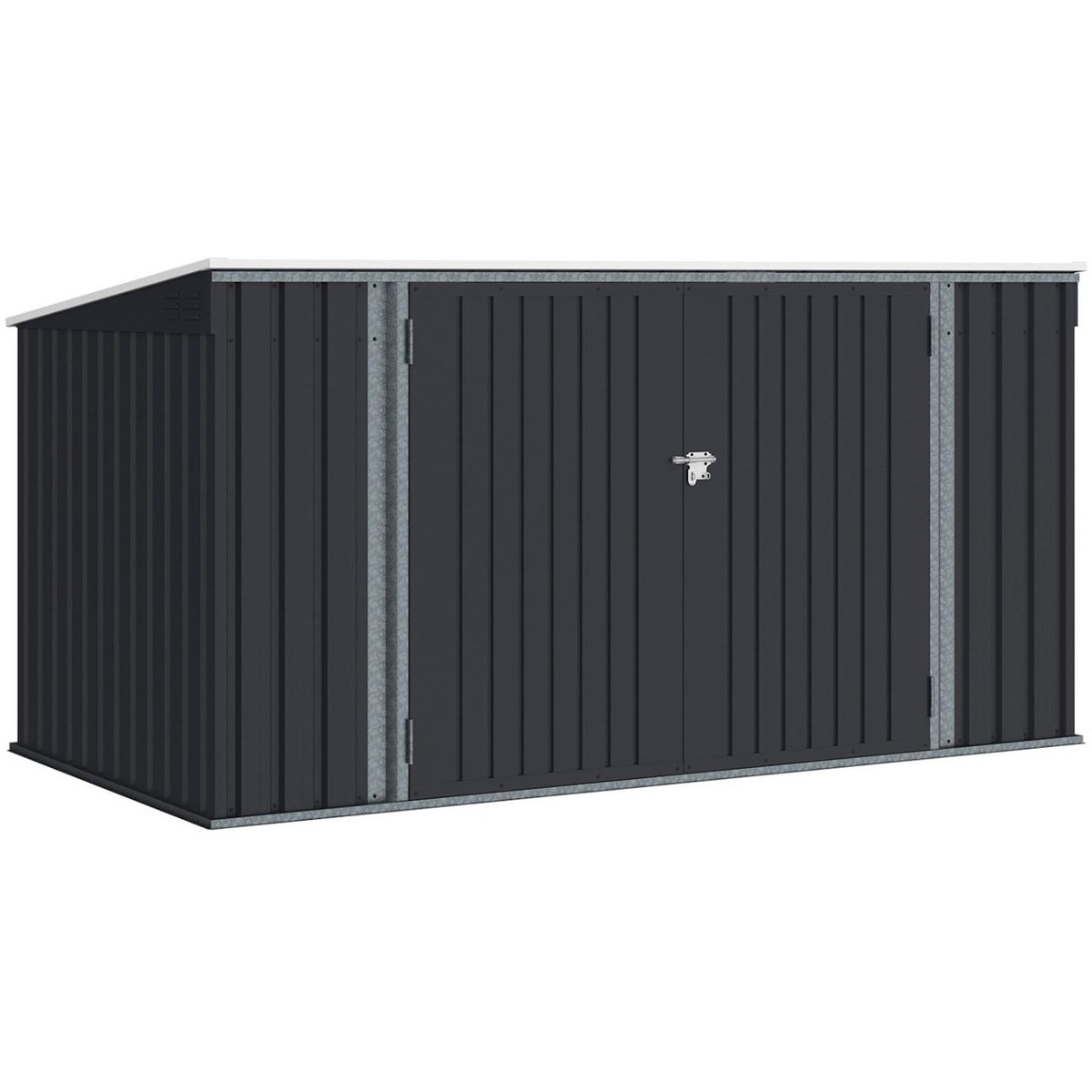 ID MARKET Abri de jardin XXL en métal gris anthracite verrouillable multi-rangement pour stockage vélos, outils, poubelles