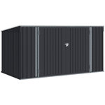 ID MARKET Abri de jardin XXL en métal gris anthracite verrouillable multi-rangement pour stockage vélos, outils, poubelles