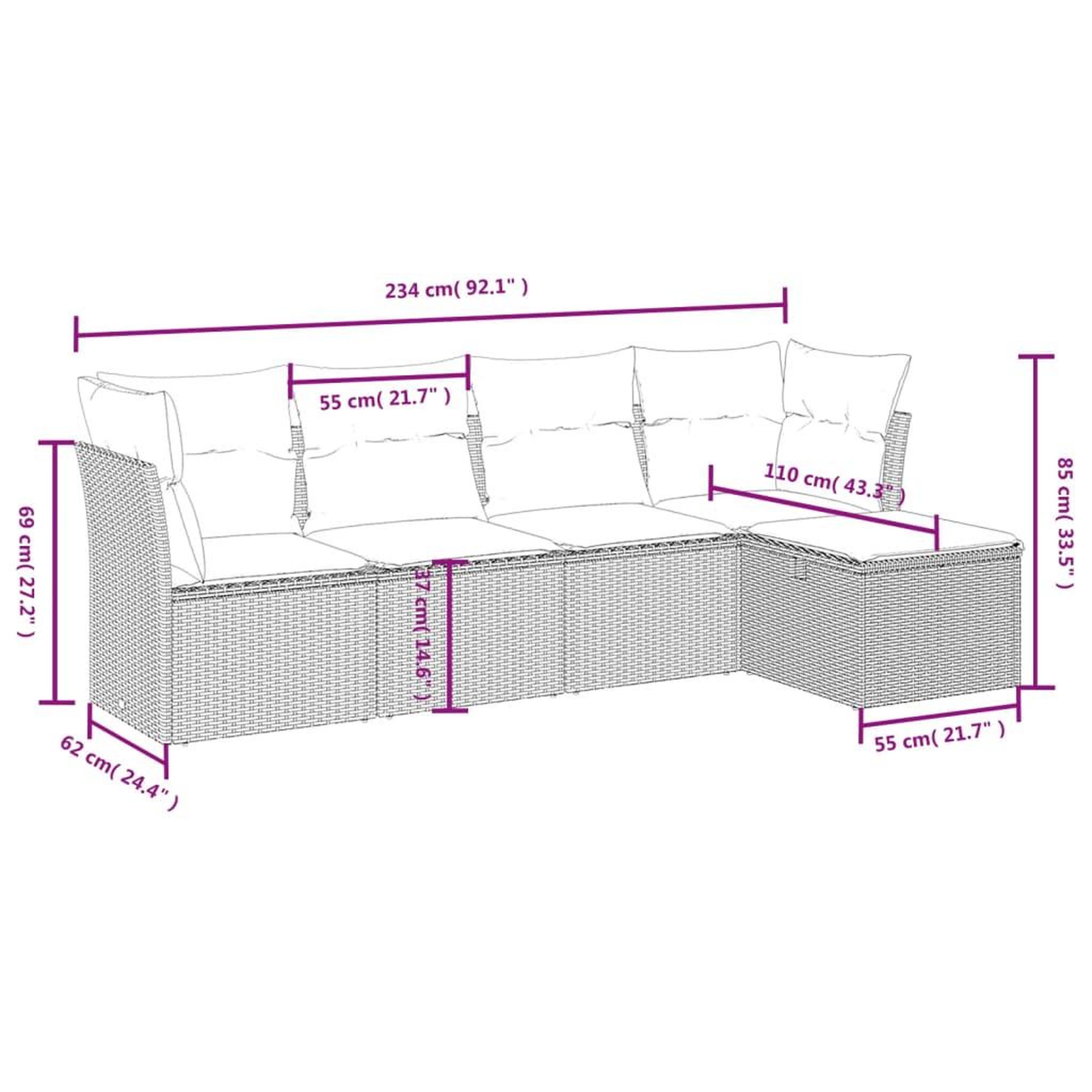 Voir la diapositive 4 : VIDAXL Salon de jardin 5 pcs avec coussins noir resine tressee