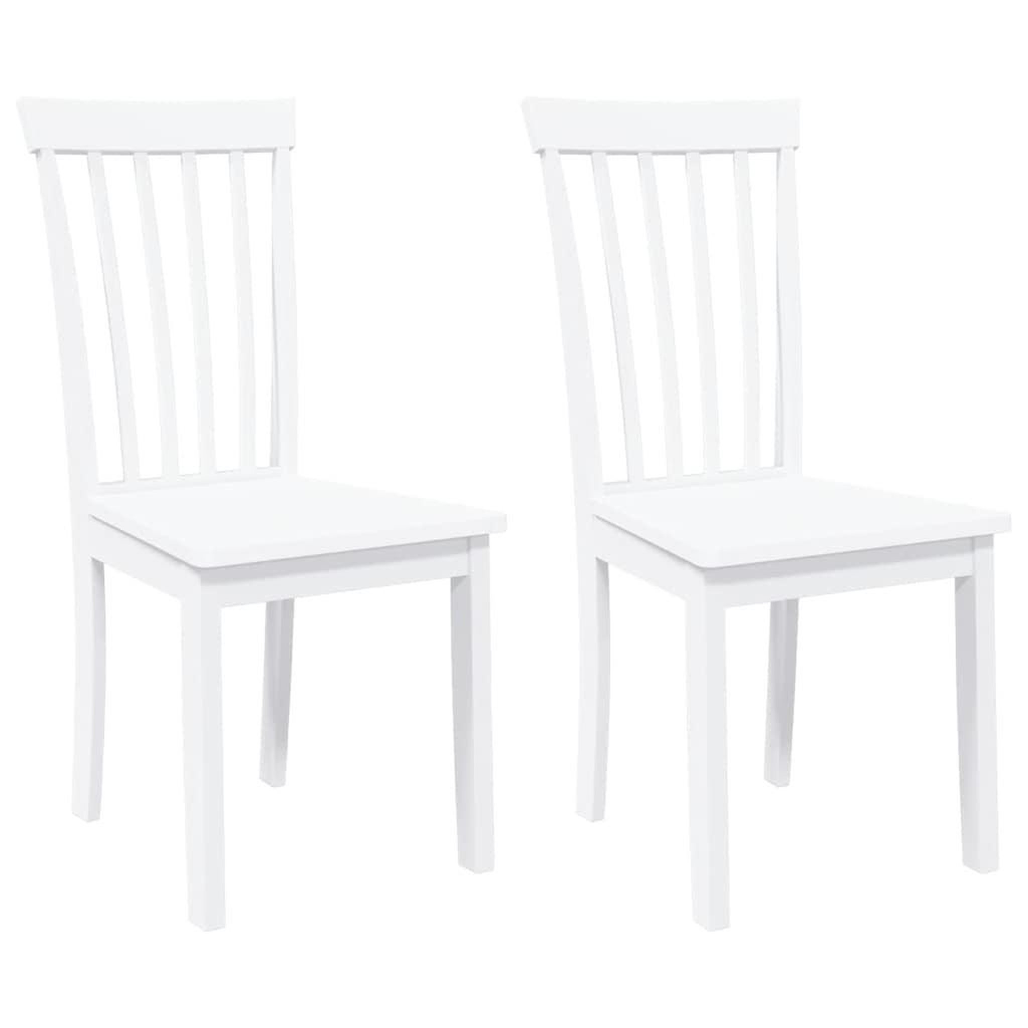 Voir la diapositive 2 : VIDAXL Chaises a manger 2 pcs blanc bois massif caoutchouc
