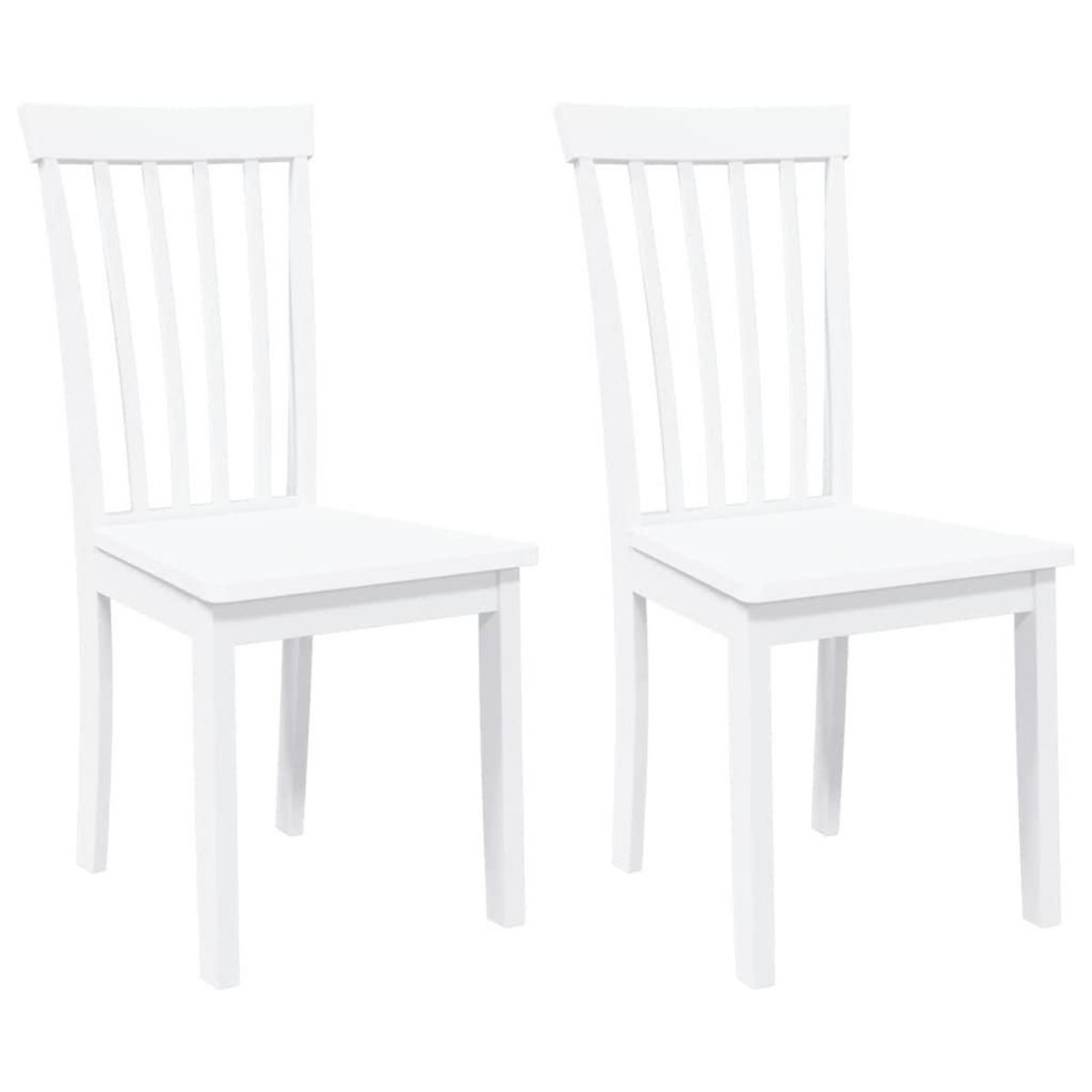 VIDAXL Chaises a manger 2 pcs blanc bois massif caoutchouc