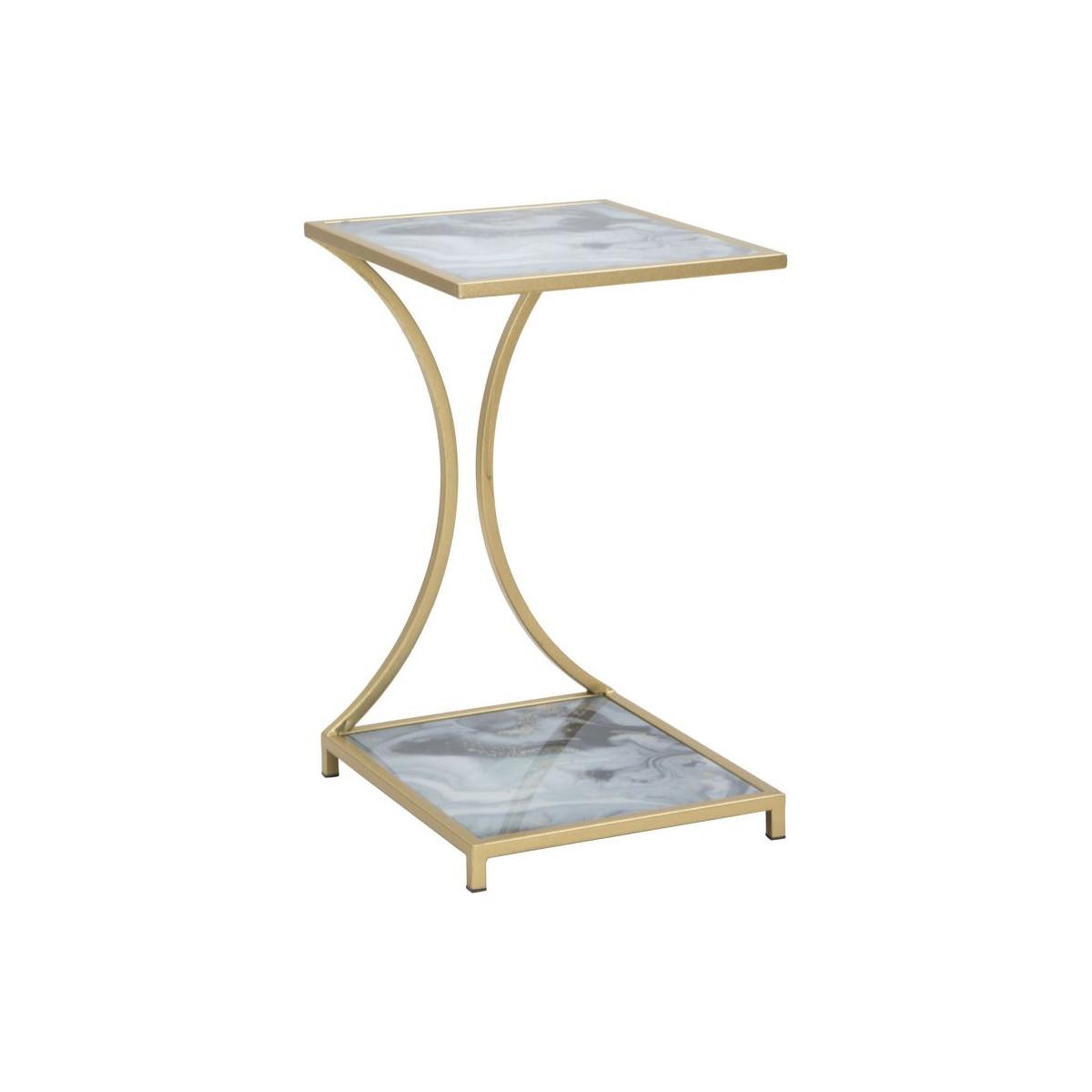 Paris Prix Table d'Appoint Effet Marbre  Level  60cm Gris & Or