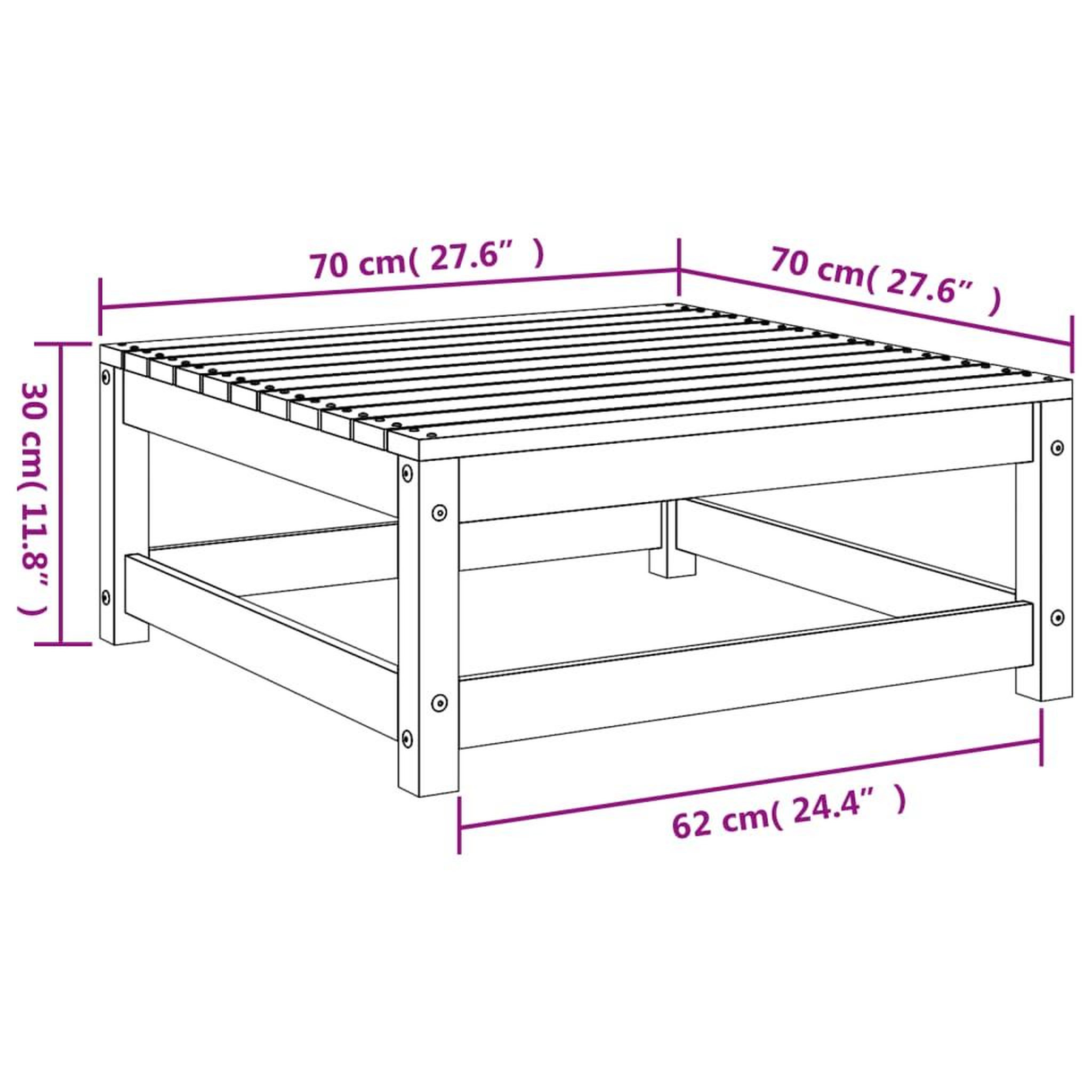 Voir la diapositive 6 : VIDAXL Repose-pied de jardin cire marron 70x70x30cm bois de pin massif