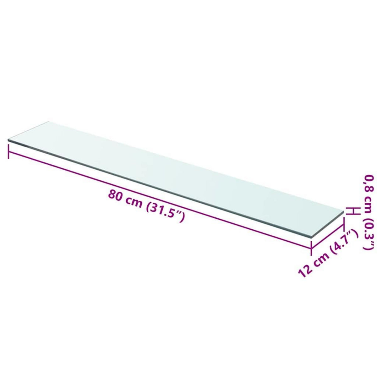 VIDAXL Panneaux d'etagere 2 pcs Verre Transparent 80 x 12 cm