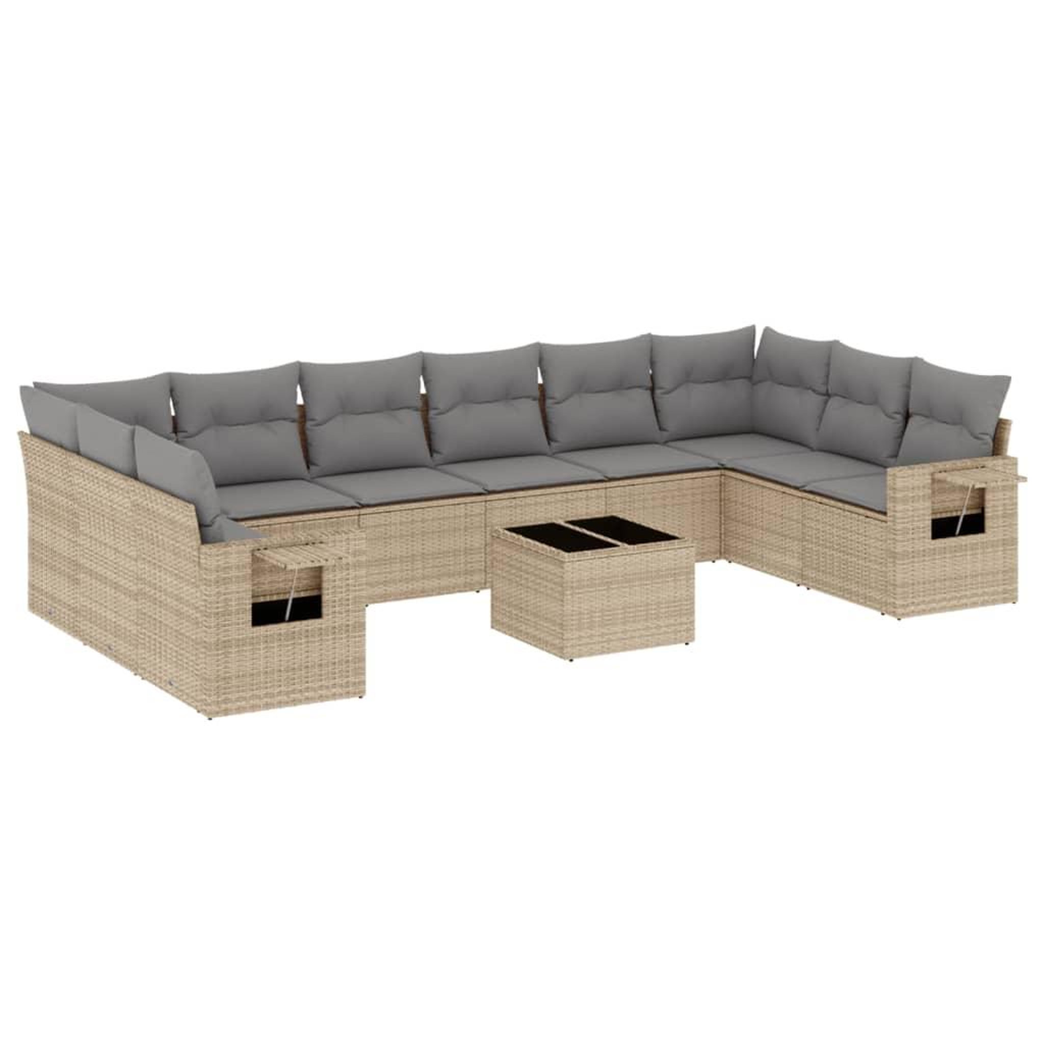 Voir la diapositive 2 : VIDAXL Salon de jardin 11 pcs avec coussins beige resine tressee