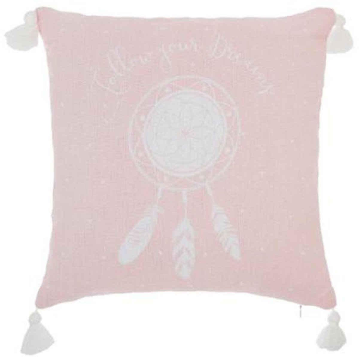 ATMOSPHERA Coussin Déco  4 Pompons  40x40cm Rose