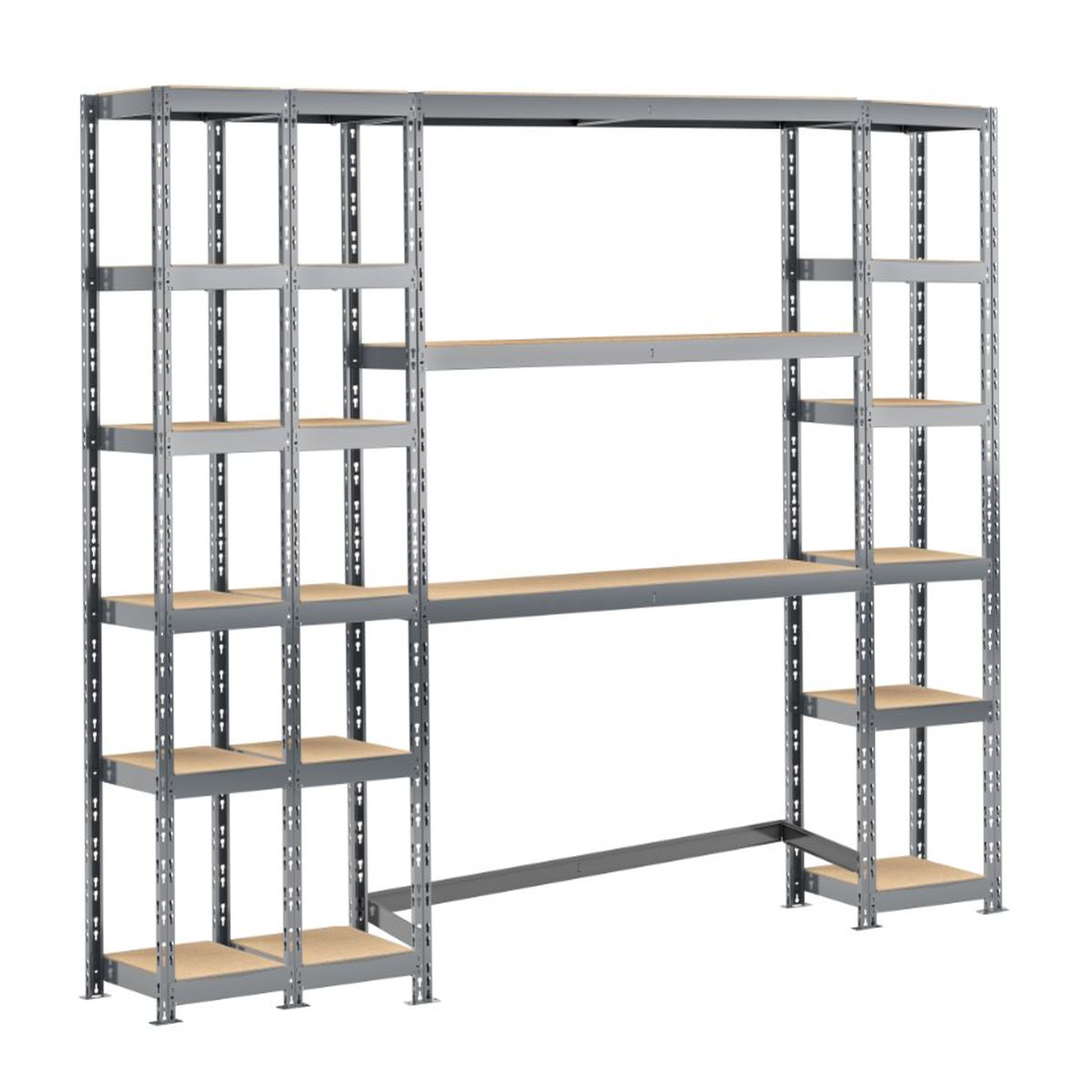 Voir la diapositive 1 : Concept rangement de garage MODULÖ STORAGE SYSTEME EXTENSION 4 étagères 21 plateaux longueur 300 cm