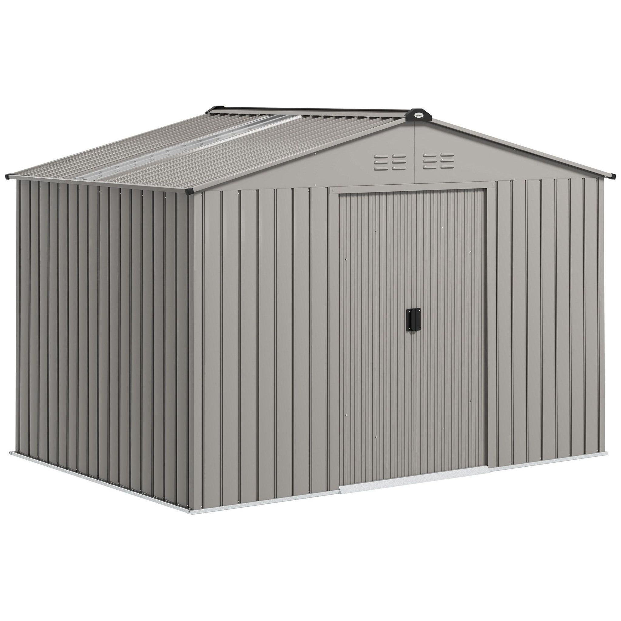 OUTSUNNY Abri de jardin 5,4 m² - cabanon double porte coulissante - fondation incluse - 277 x 195 x 192 cm - tôle d'acier ondulée gris