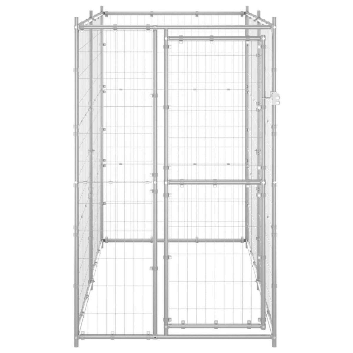 VIDAXL Chenil exterieur pour chiens Acier galvanise 110x220x180 cm
