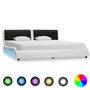 VIDAXL Cadre de lit avec LED Blanc et noir Similicuir 180 x 200 cm