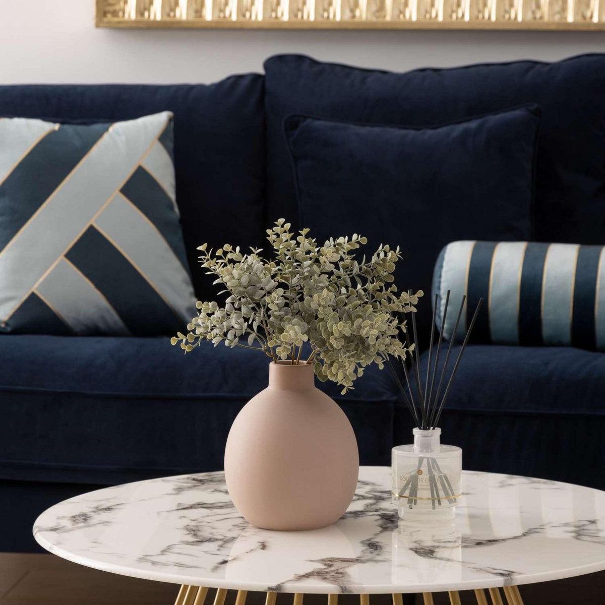 ATMOSPHERA Table basse effet marbre RAYO - Blanc