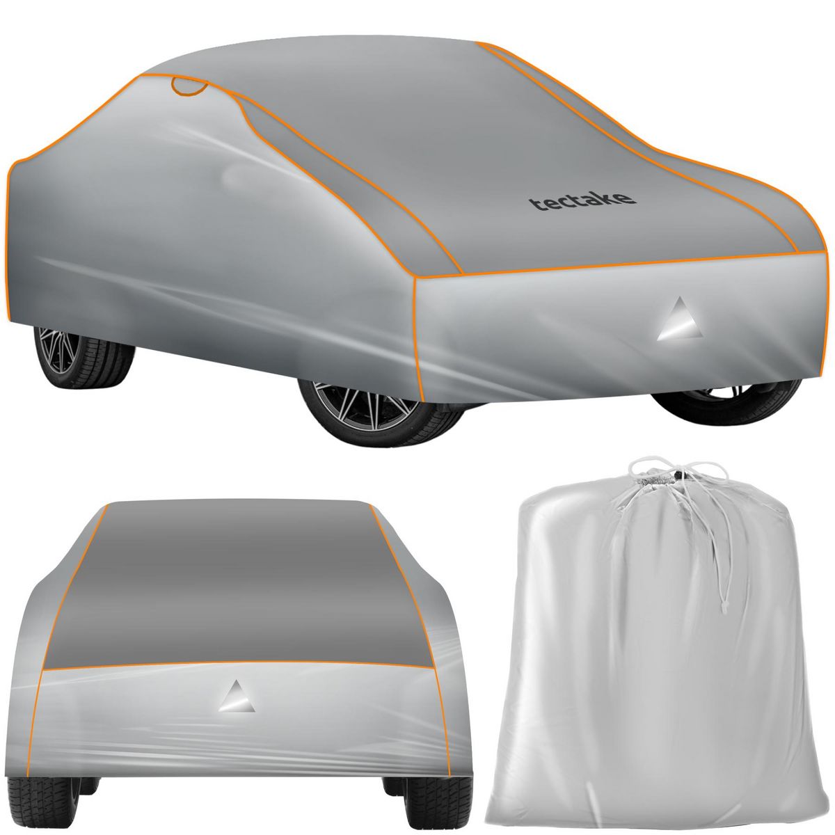 tectake Bâche de voiture imperméable et respirante avec couche en mousse de 4 mm gris XL (533 x 178 x 120 cm)