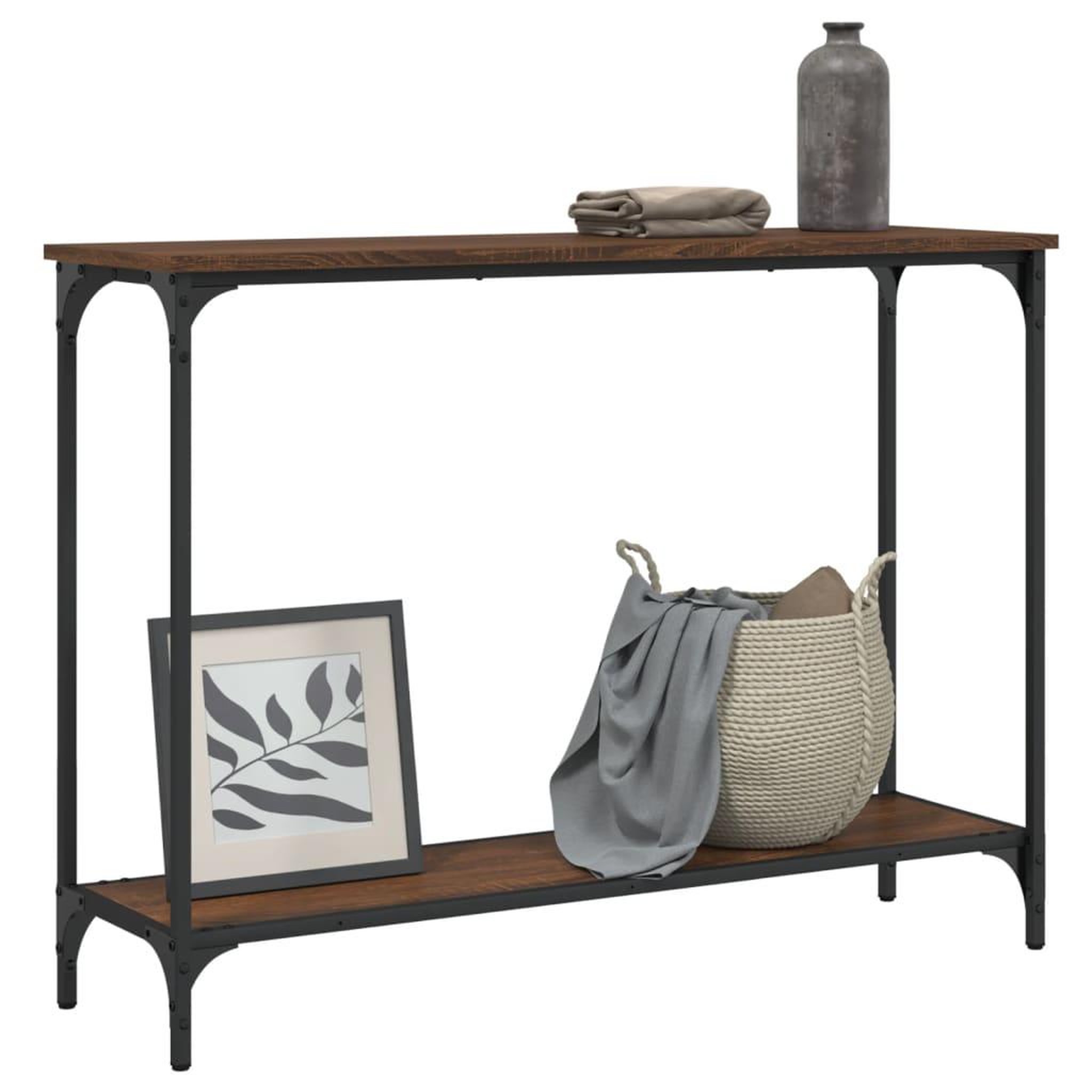 Voir la diapositive 3 : VIDAXL Table console chene marron 101x30,5x75 cm bois d'ingenierie