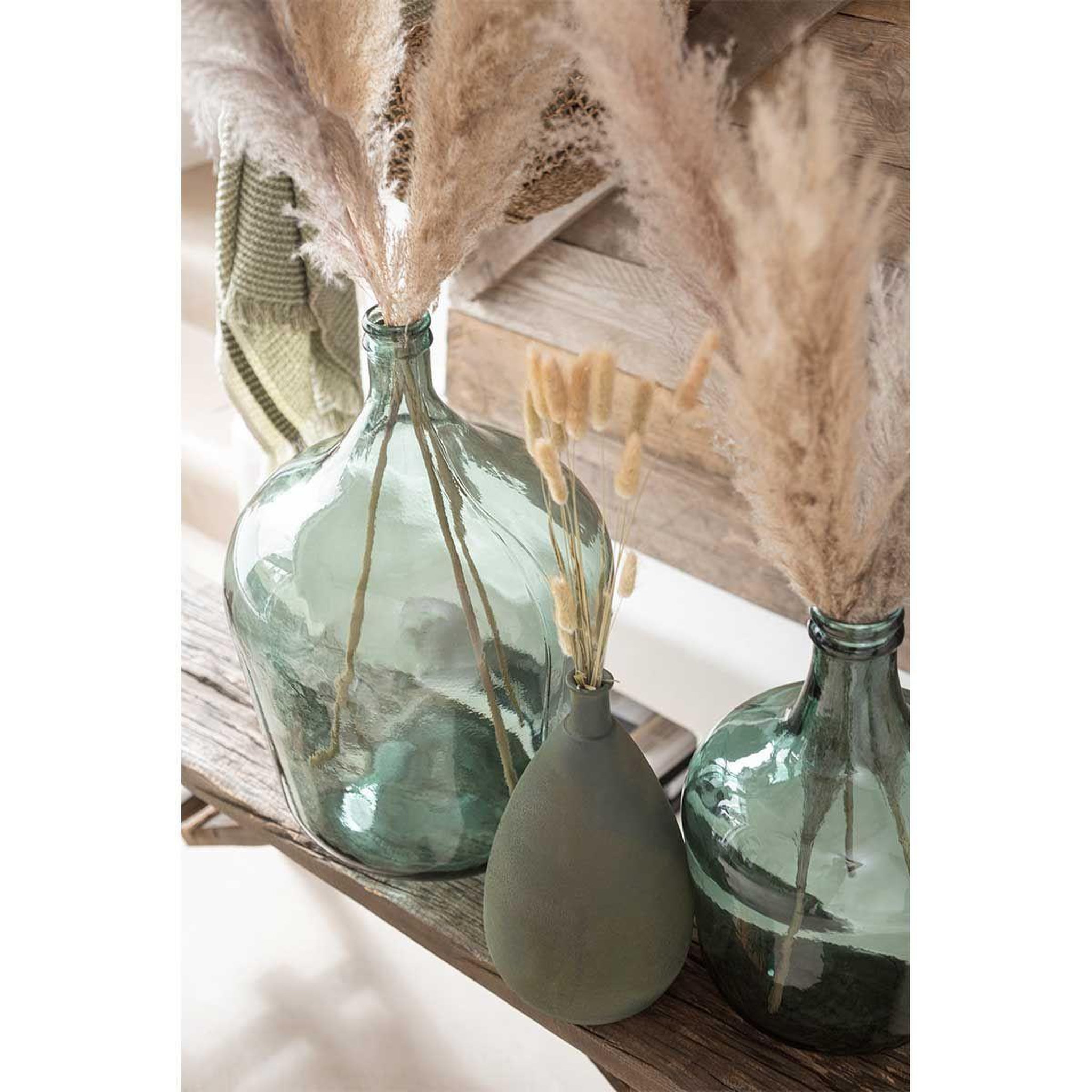 Voir la diapositive 4 : J-LINE Vase design en verre  carafe  56cm vert