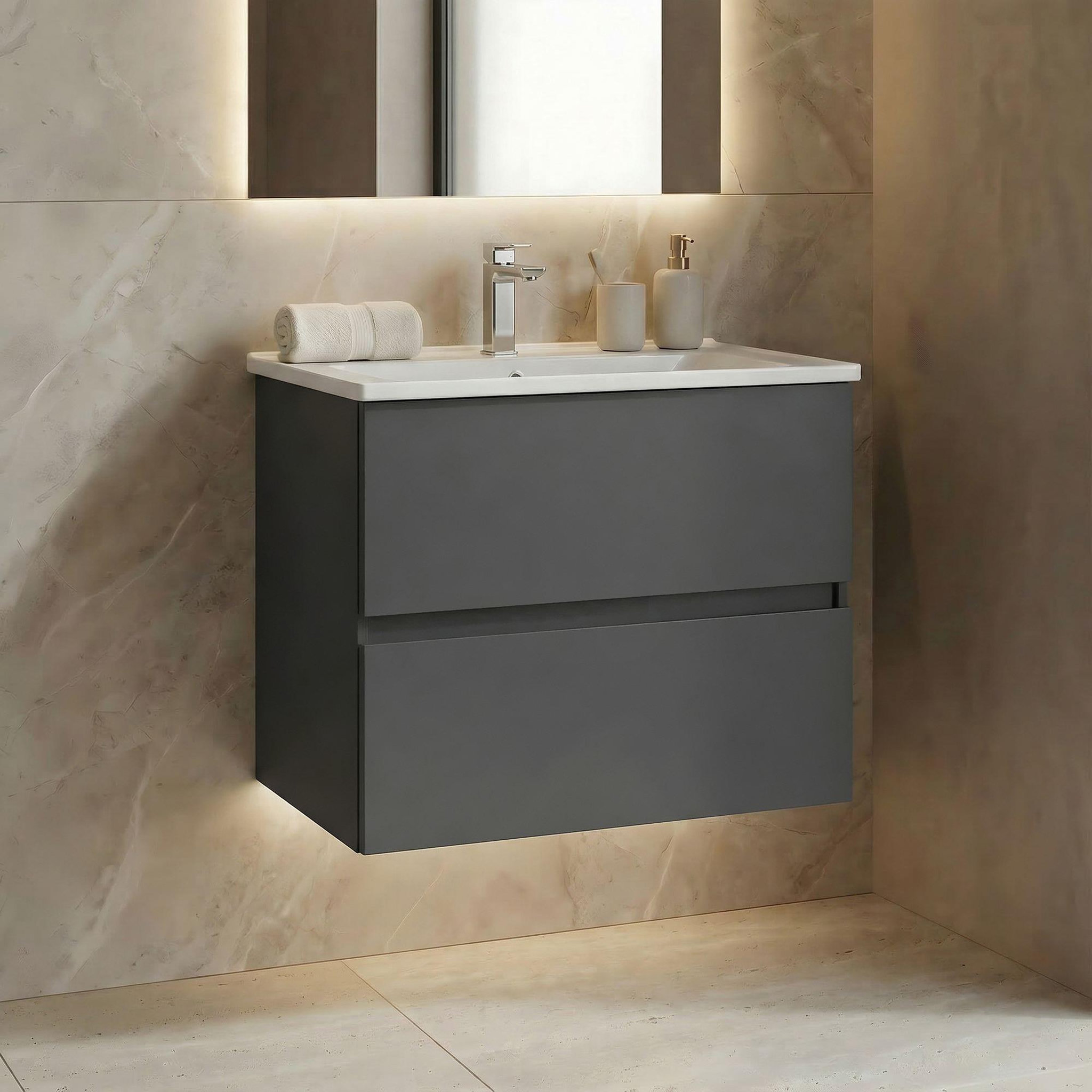 Voir la diapositive 2 : Habitat et Jardin Meuble Vasque  Nest 71 v2  - 71 x 51 x 55 cm - Matte Anthracite