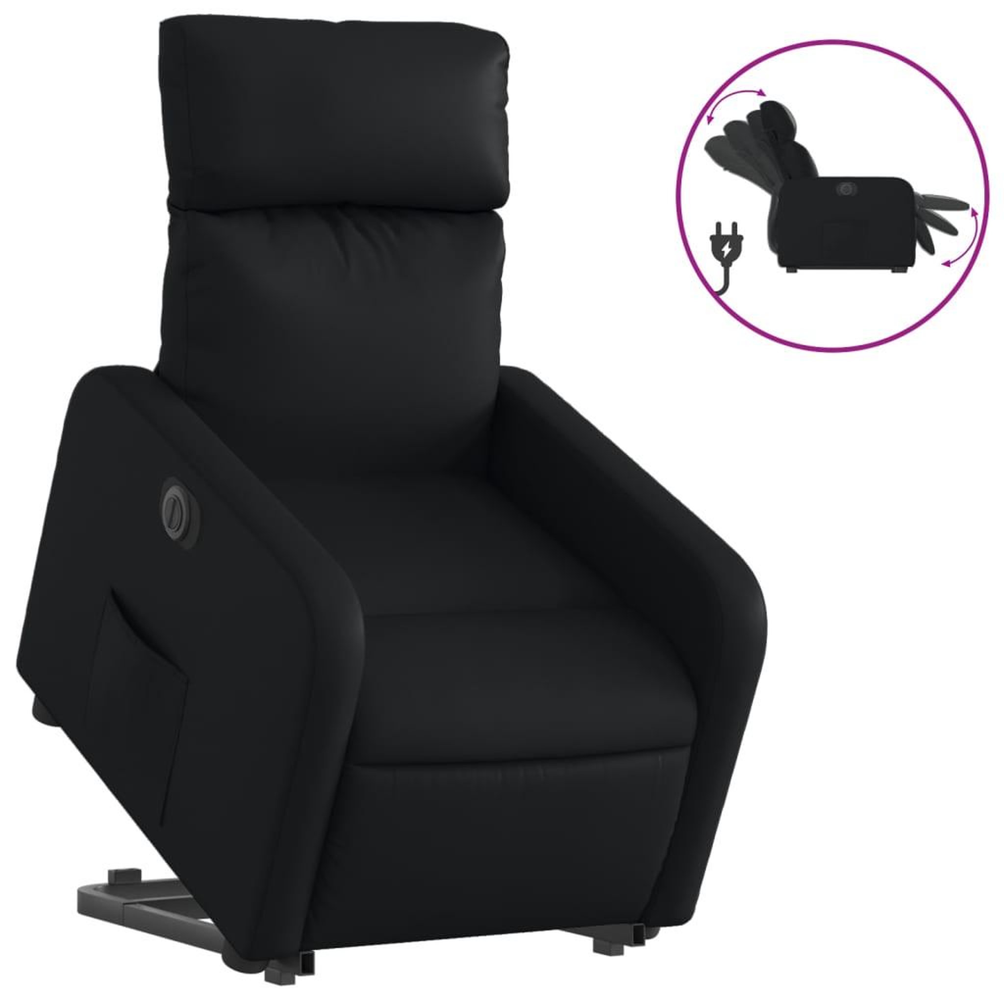 Voir la diapositive 2 : VIDAXL Fauteuil inclinable electrique noir similicuir