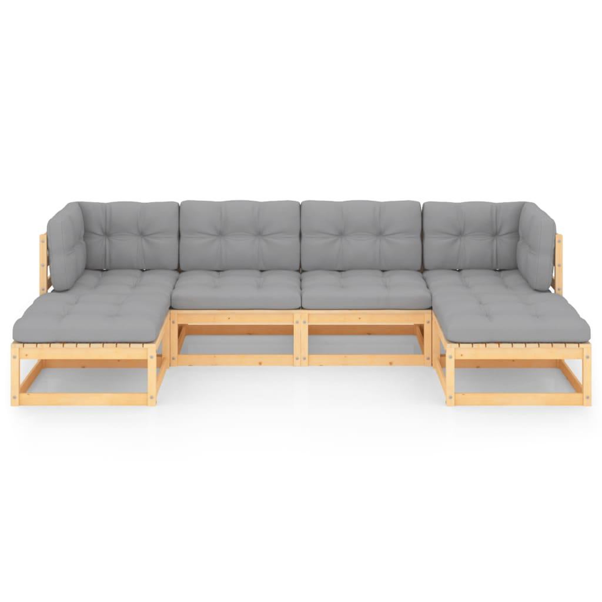 Voir la diapositive 3 : VIDAXL Salon de jardin 6 pcs avec coussins Bois de pin massif