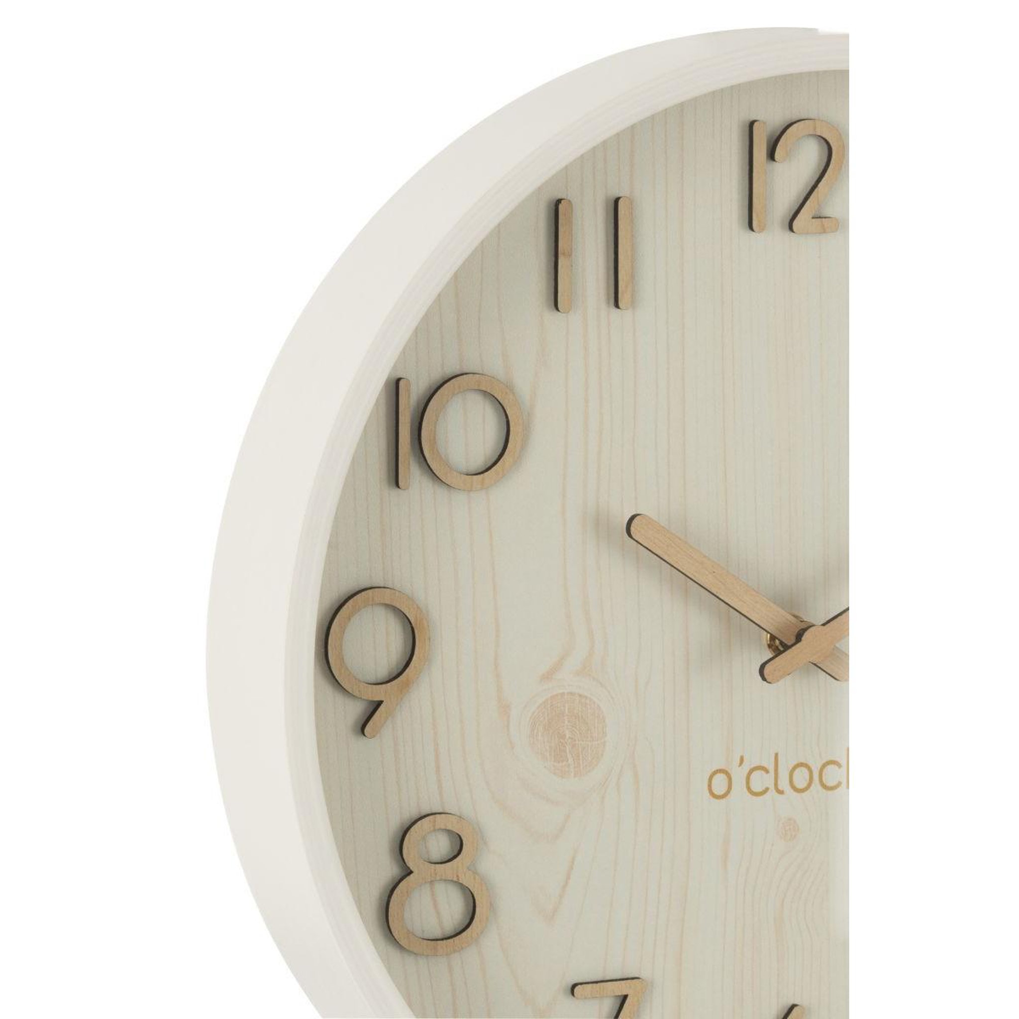 Voir la diapositive 2 : J-LINE Horloge murale en bois  marion  30cm blanc