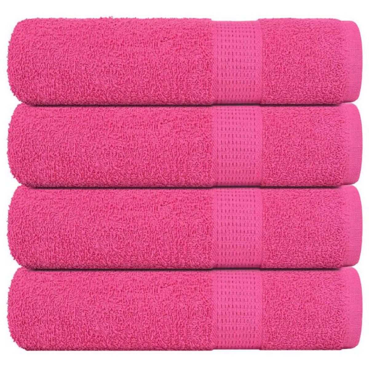VIDAXL Serviettes de bain 4 pcs rose 100x150 cm 360 g m² 100% coton
