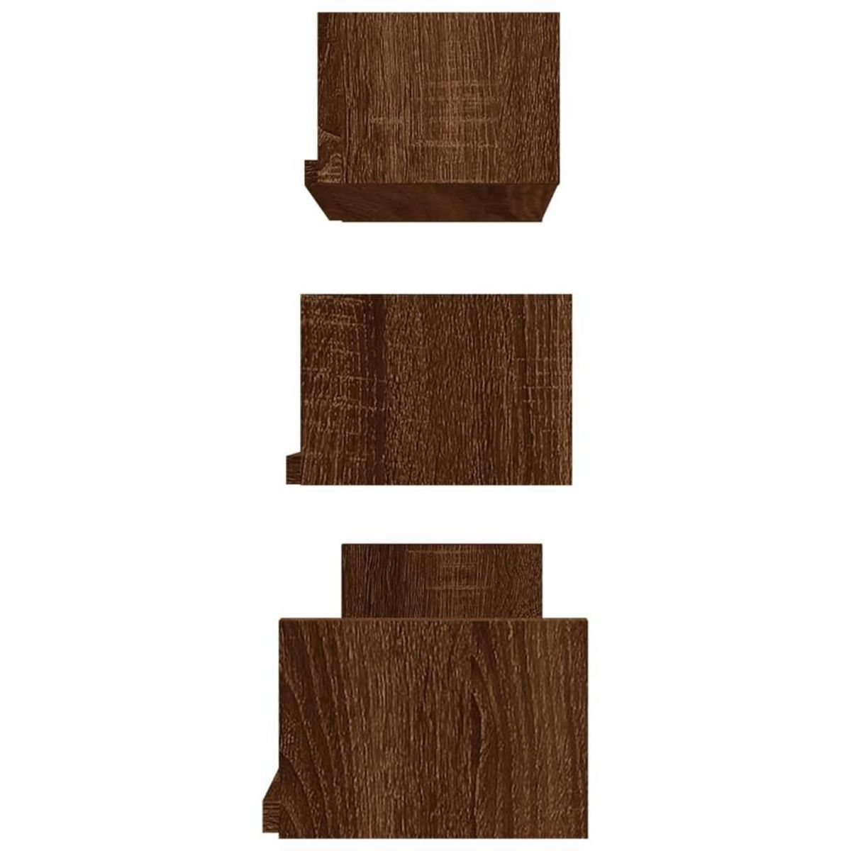 VIDAXL Etageres murales d'affichage 3 pcs Chene marron Bois ingenierie