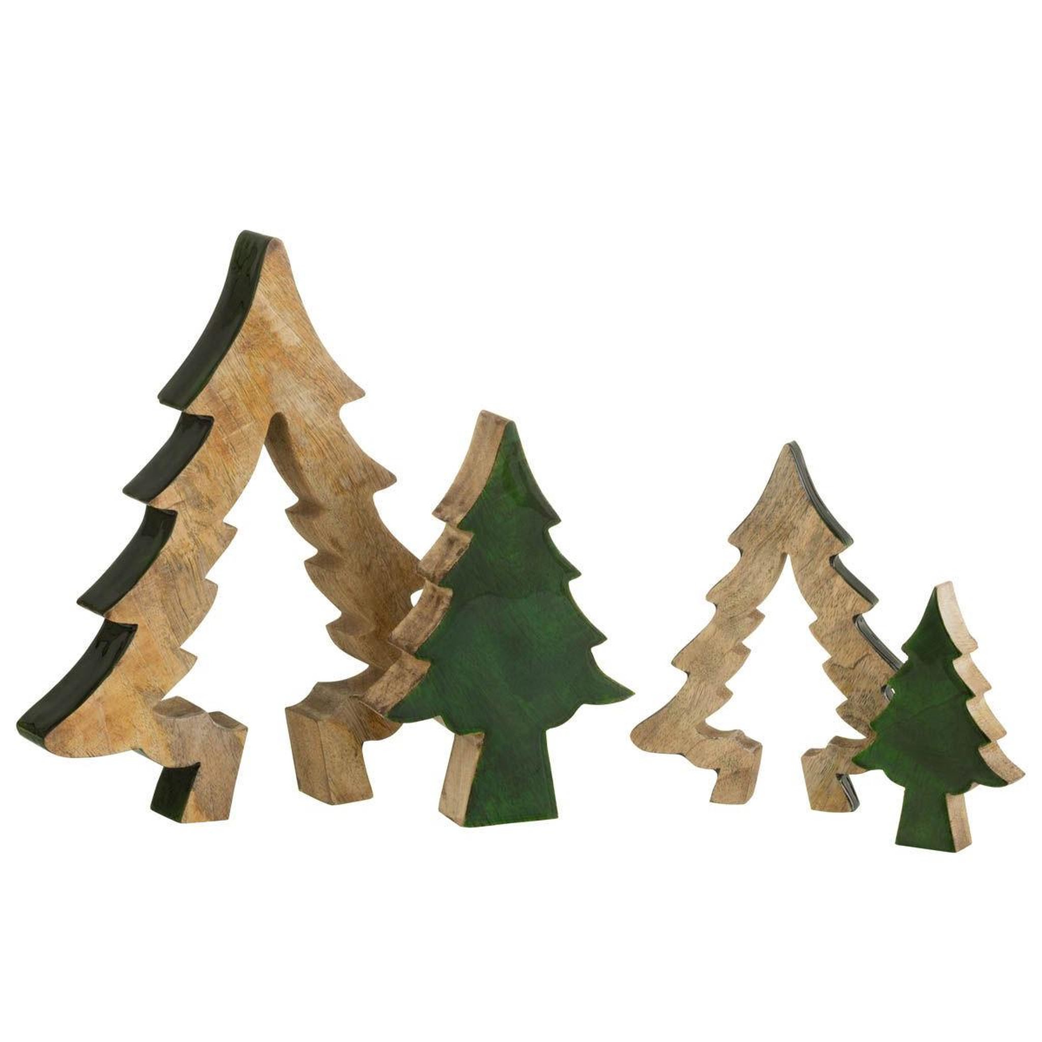 Voir la diapositive 4 : J-LINE Sapin de noël à poser  puzzle  30cm vert & naturel