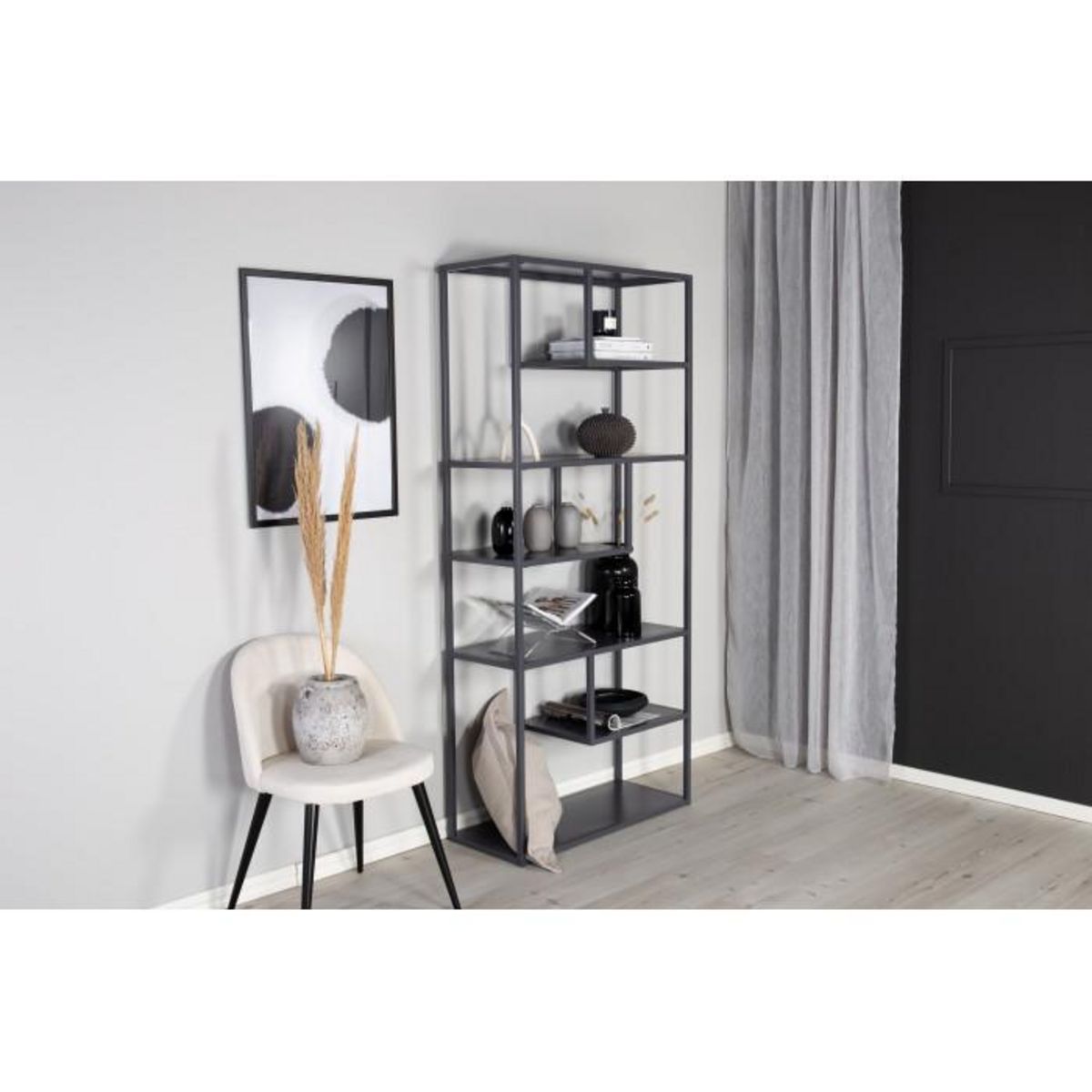 Paris Prix Étagère Bibliothèque 6 Niveaux  Staal  188cm Gris Clair