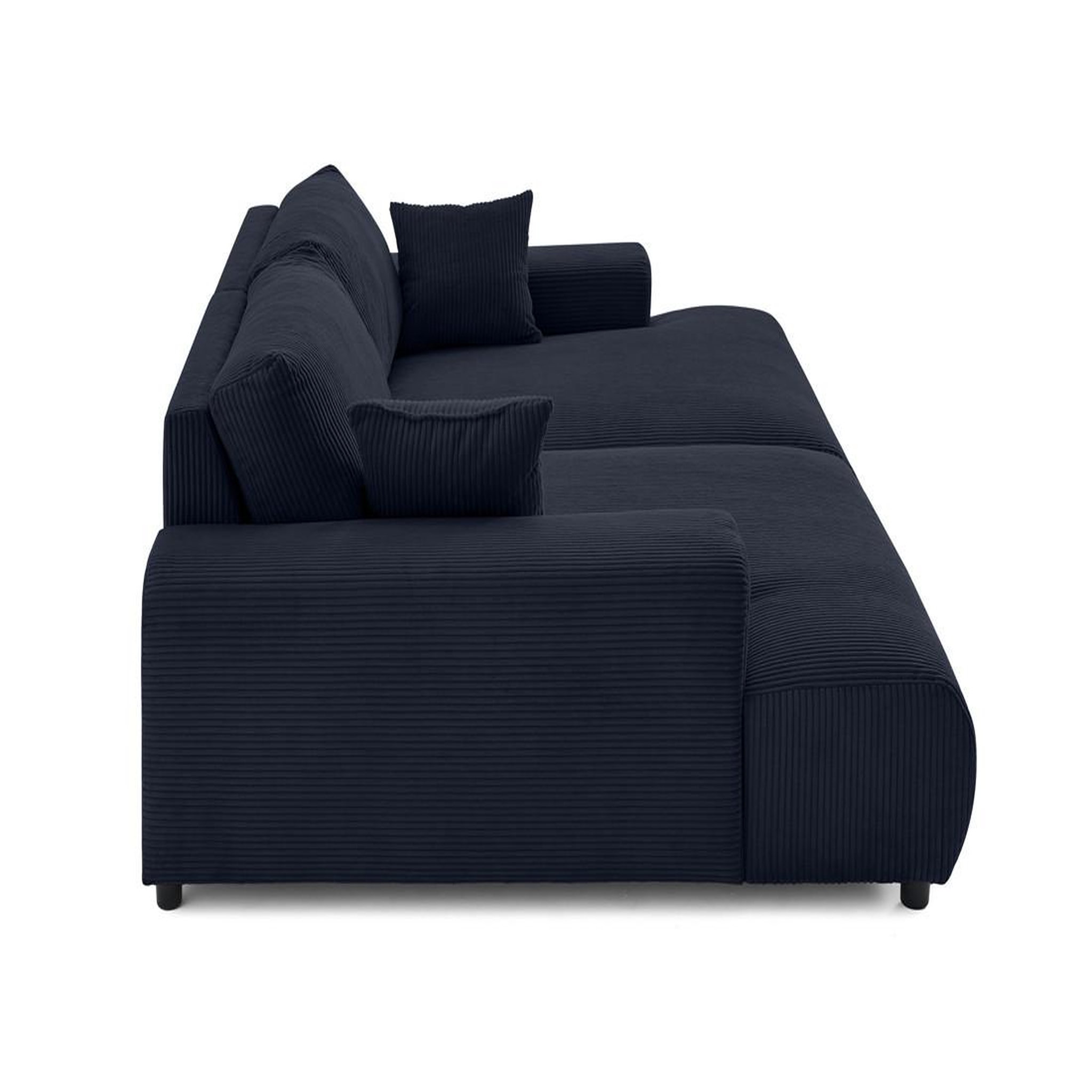 Voir la diapositive 4 : LISA DESIGN Garance - canapé droit 4 places double méridienne - assise profonde - en velours côtelé