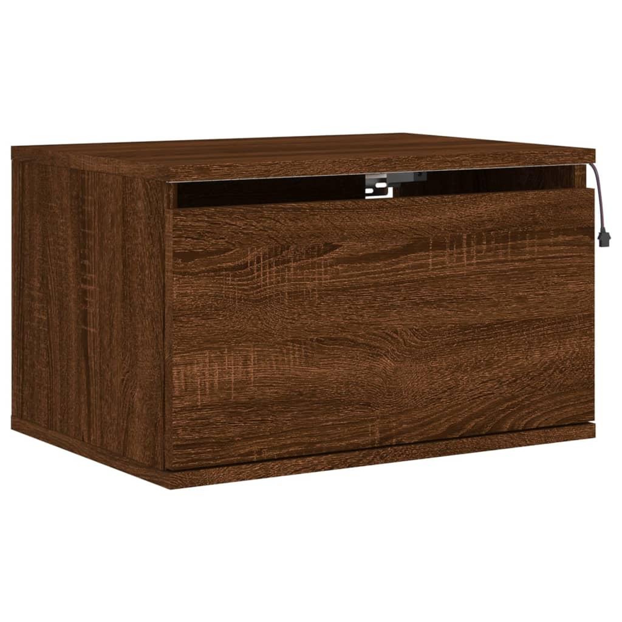 Voir la diapositive 3 : VIDAXL Table de chevet murale avec lumieres LED chene marron