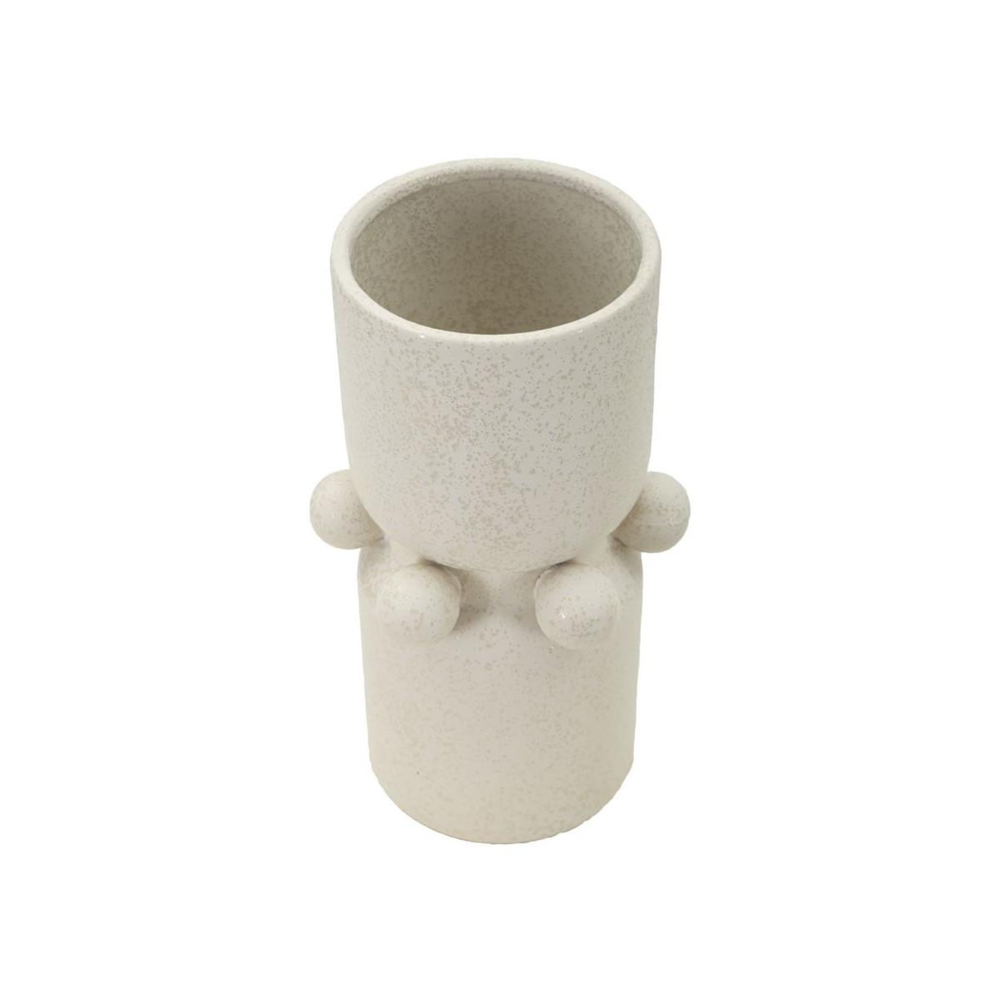 Voir la diapositive 2 : Paris Prix Vase cylindrique en céramique  bubbles  28cm crème
