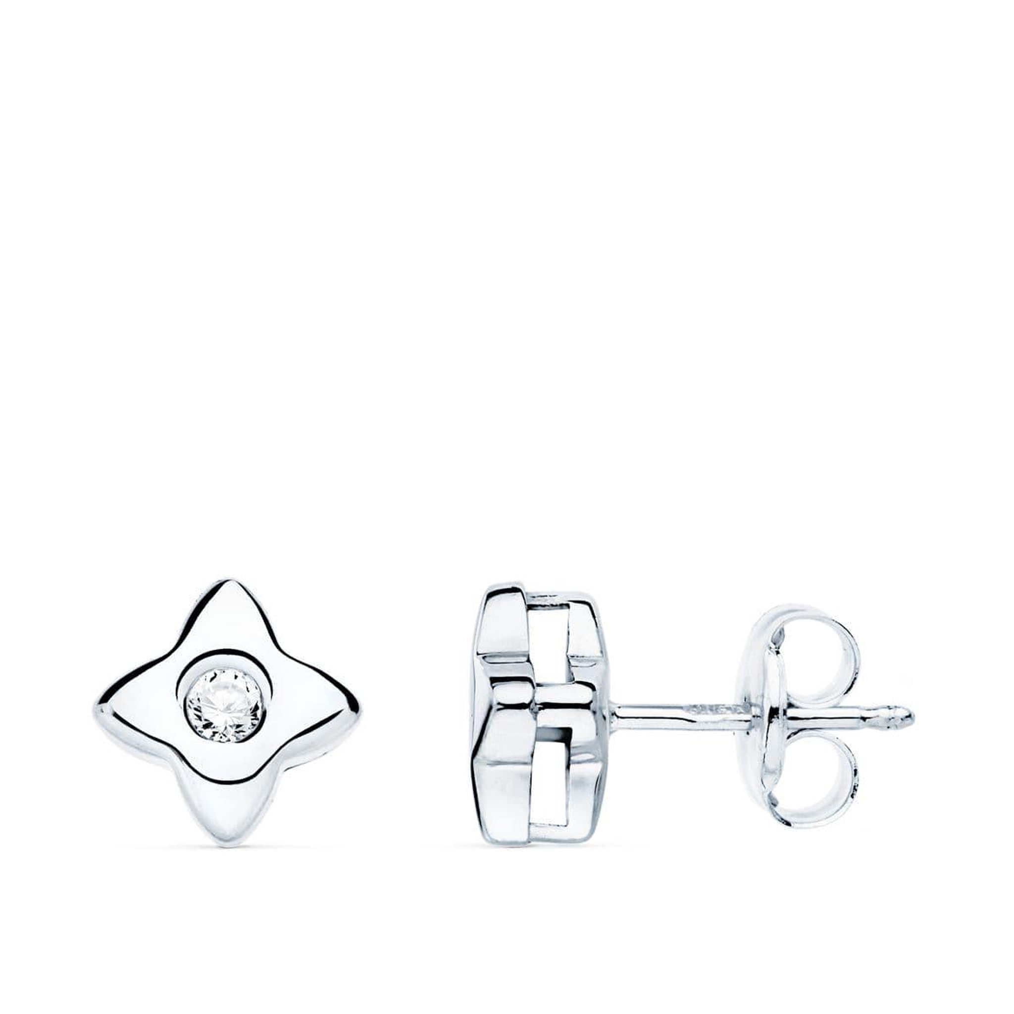 L'ATELIER D'AZUR Boucles d'Oreilles Etoiles Solitaires Diamants de Synthèse 0.10 Carats - Or 18 Carats 750 Blanc