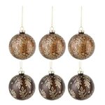 Paris Prix Lot de 6 Boules de Noël  Feuilles  8cm Beige & Marron